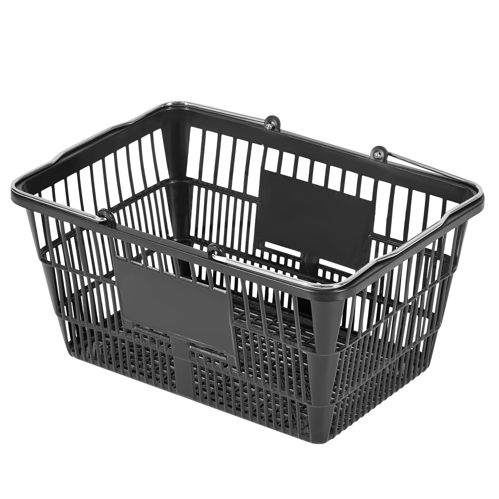 VEVOR Shopping Baskets 12 PCS 21L Stackable PE Plastic Grocery Baskets with Handles Dense Mesh Structure Holds up to 20 lbs Portable for Grocery Retail Stores Supermarket Home Use Black