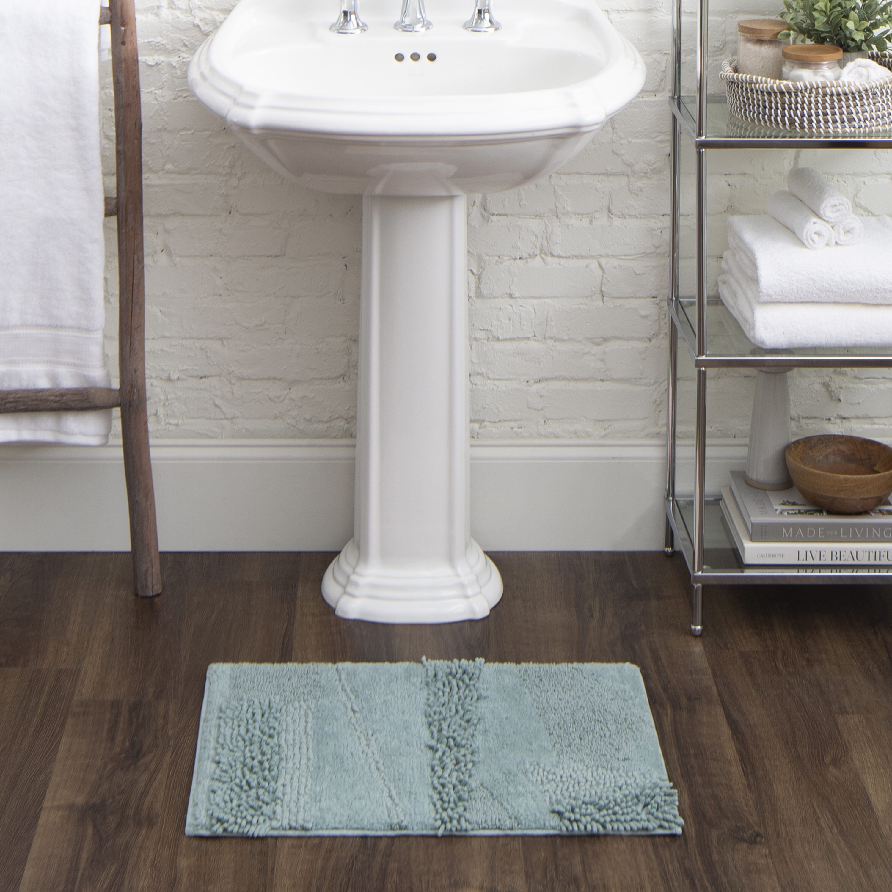 Mohawk Home N6389 9527 027045 Composition Bath 27-in x 45-in Glacier Cotton Bath mat