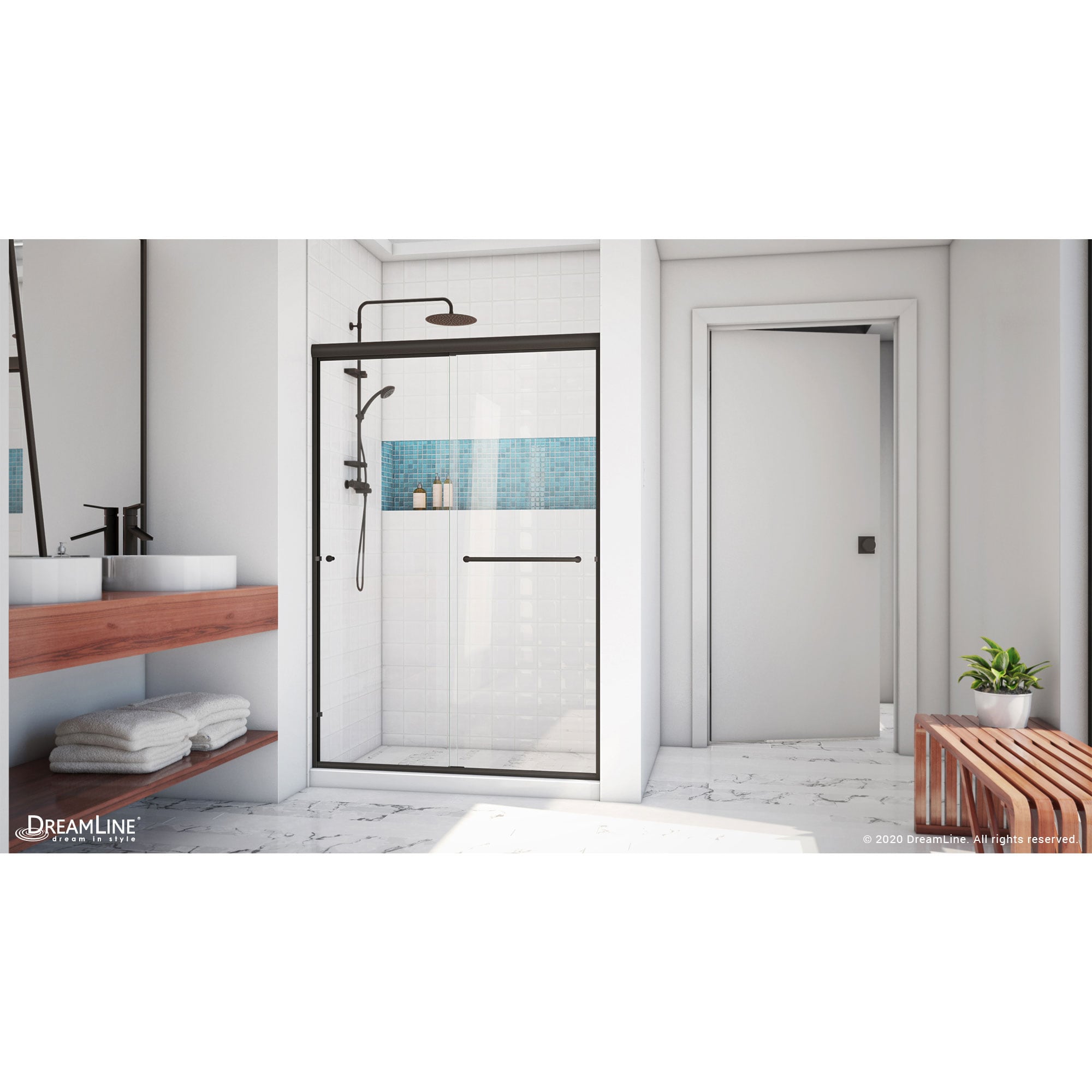 Alliance Pro LT 48" Oil Rubbed Bronze and Clear Glass Sliding Shower Door