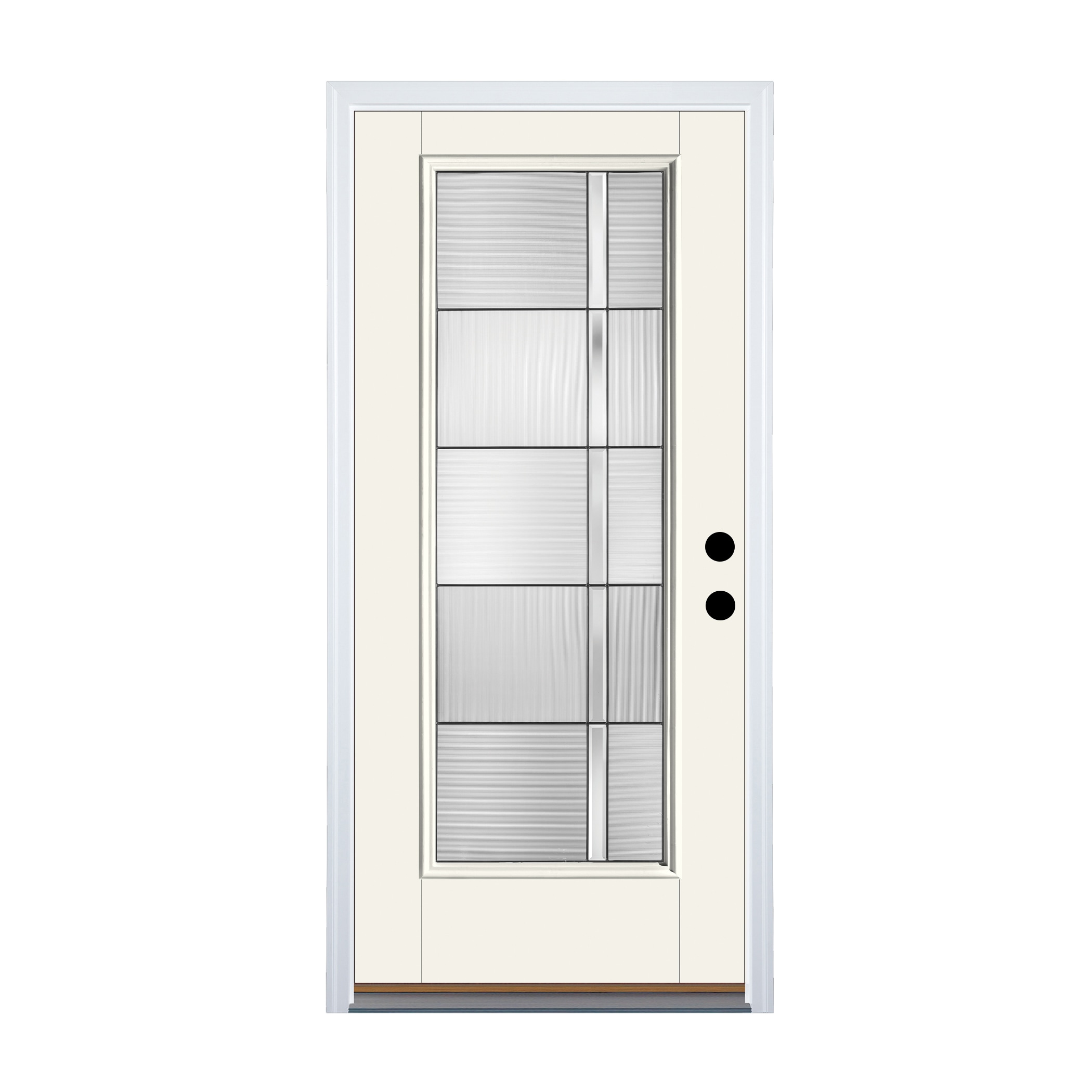 Fiberglass Full Lite Right-Hand Outswing Alpine Painted Single Front Door with Brickmould Insulating Core in White | - Therma Tru S1652H-I-RON6-AP