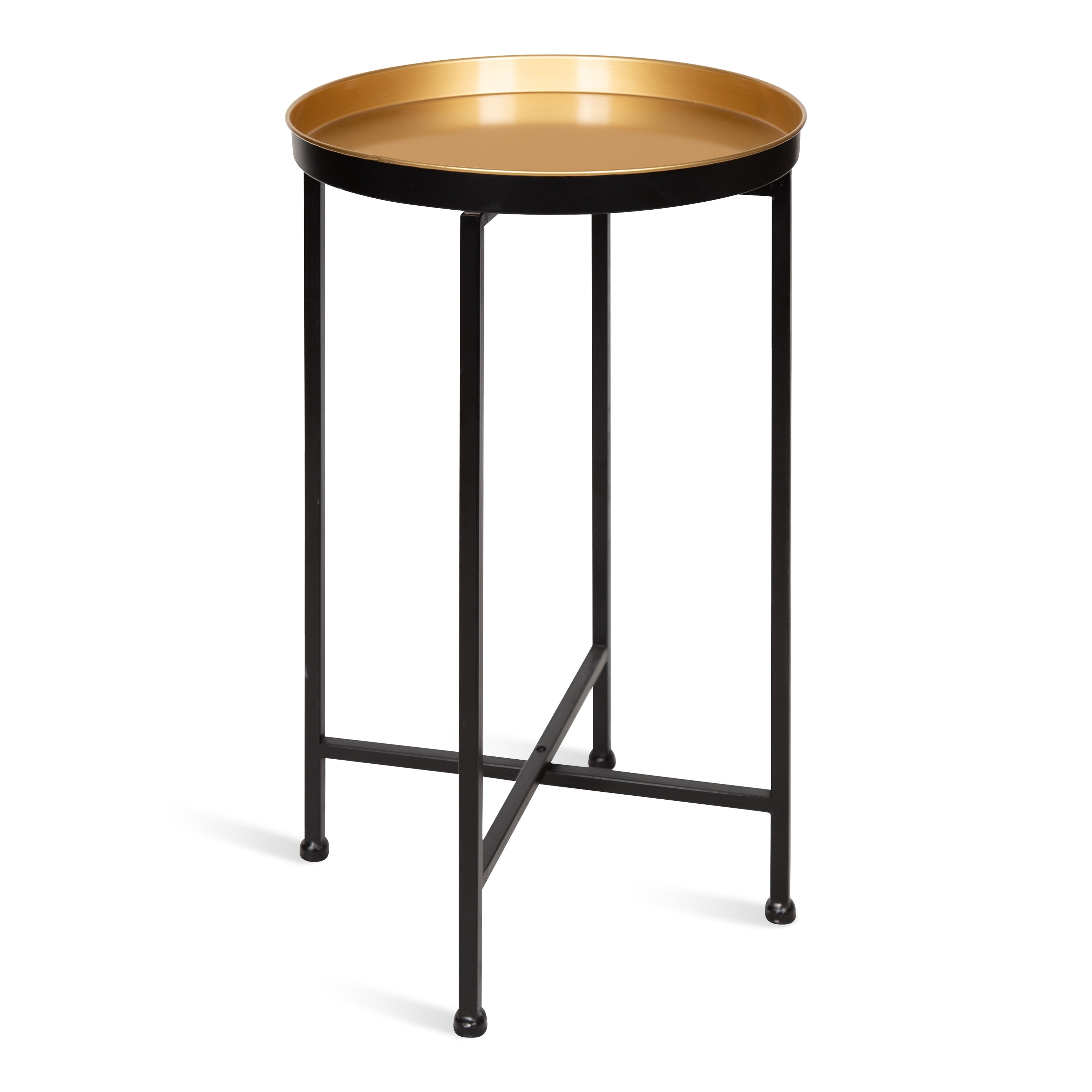 Kate and Laurel 213956 Celia 14.12-in W x 25.62-in H Black Metal Round Modern End Table