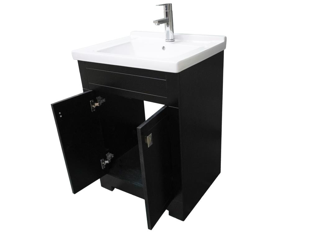 Dreamwerks 24-in Black Single Sink Bathroom Vanity with White Ceramic ...