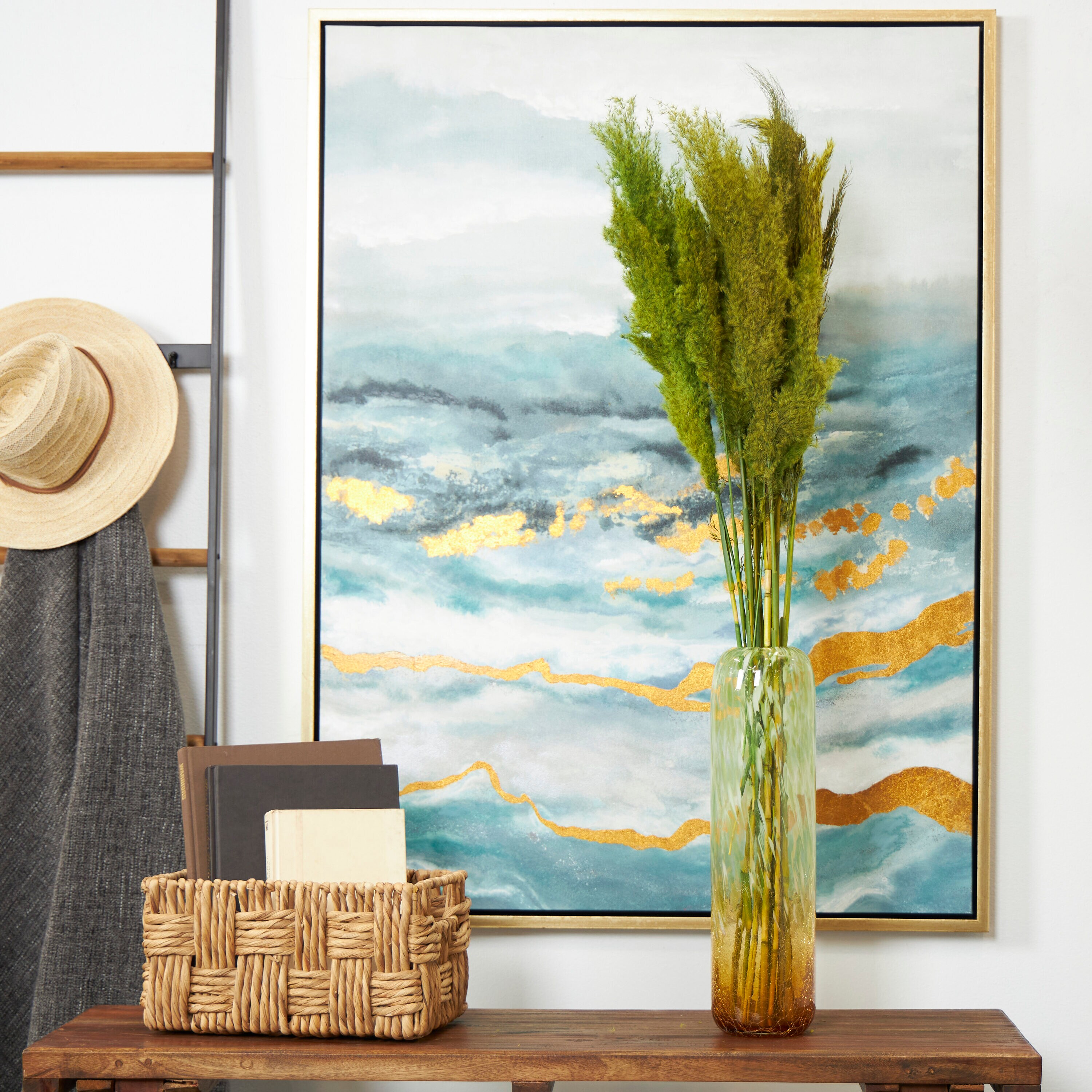 Grayson Lane 12586 35-Inches Green with Long Stems Indoor Desktop Pampas Grass Artificial branch/stem