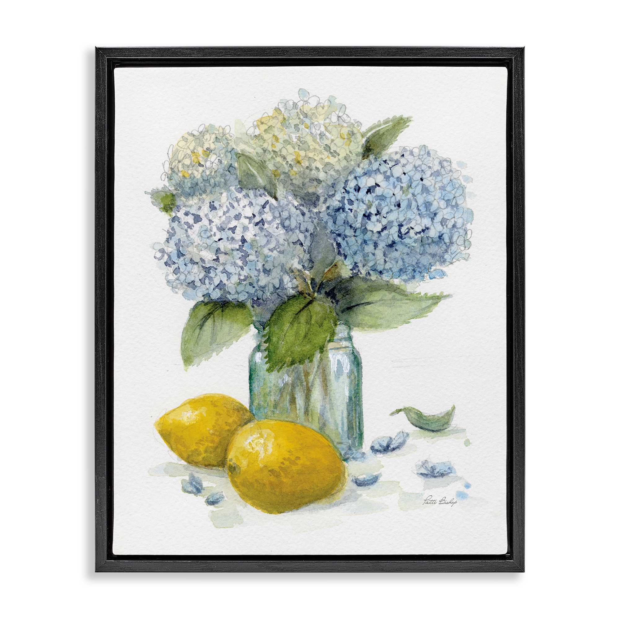 Stupell Industries BS-494-FFB-16X20 Hydrangeas and Lemons Vase Floating Frame design by Patti Bishop