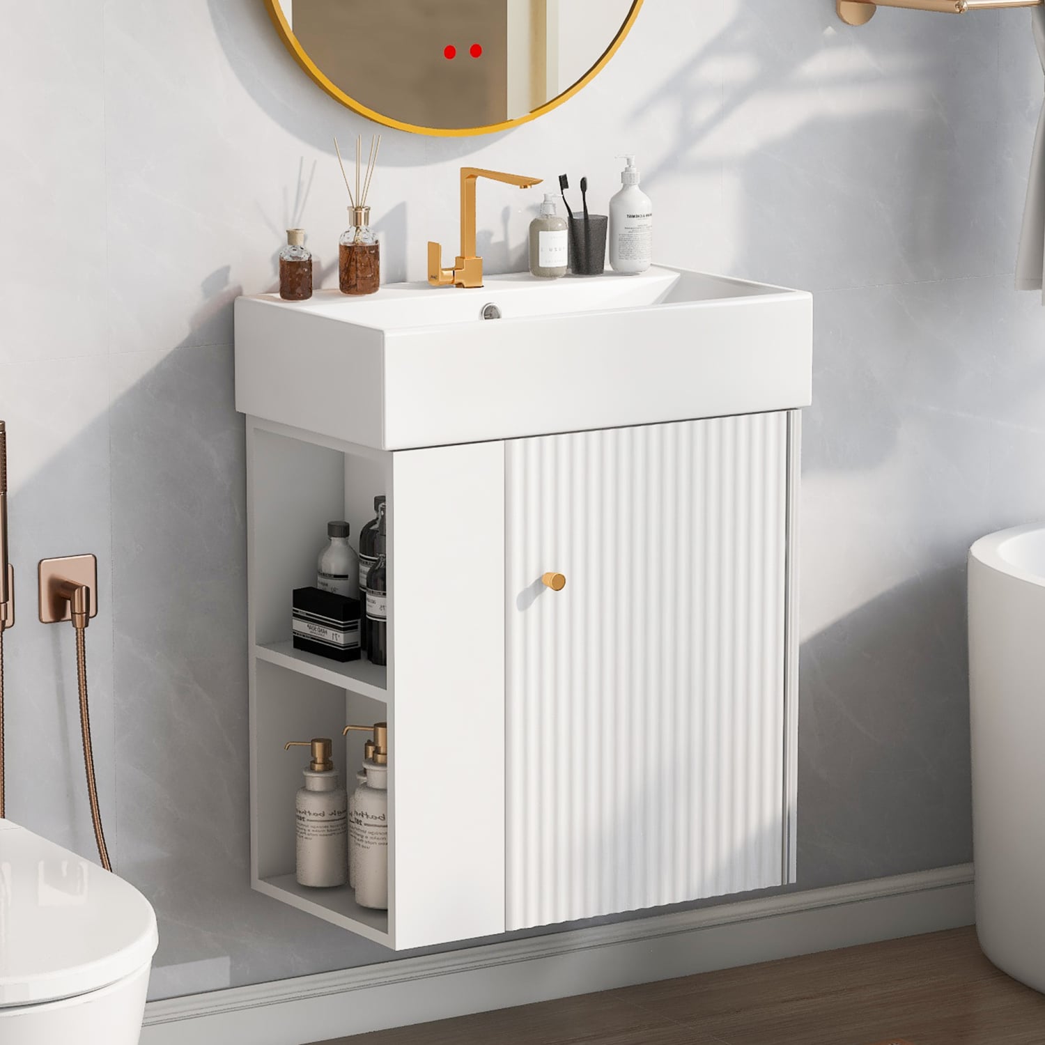 Streamdale Furniture Streamdale Modern 21.6'' White Bathroom Vanity with Left Side Storage