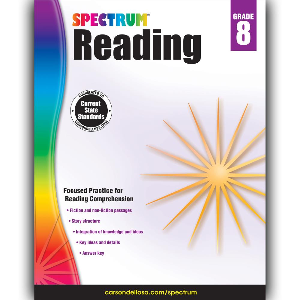 Spectrum CD-704586 Reading Workbook, Grade 8, Paperback Activity Book