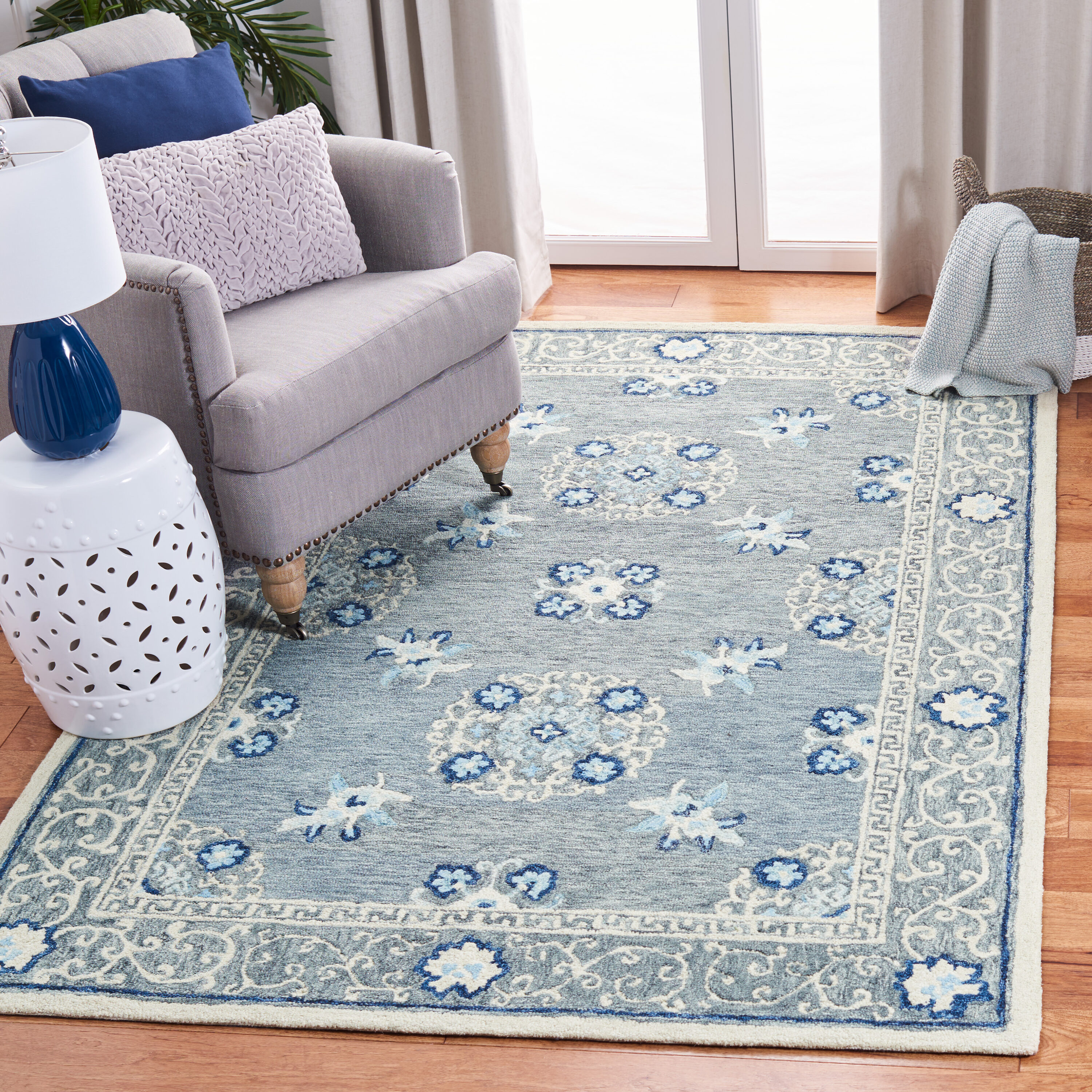 Suzani 504F Grey Ivory 5in x 8in Rug
