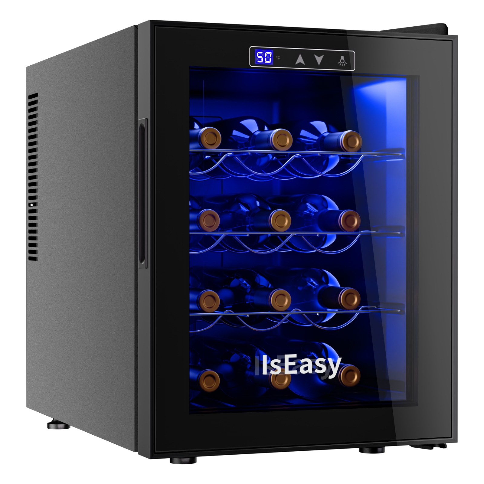 IsEasy 1844101 13.6-Inches W Black Freestanding Indoor Wine Cooler
