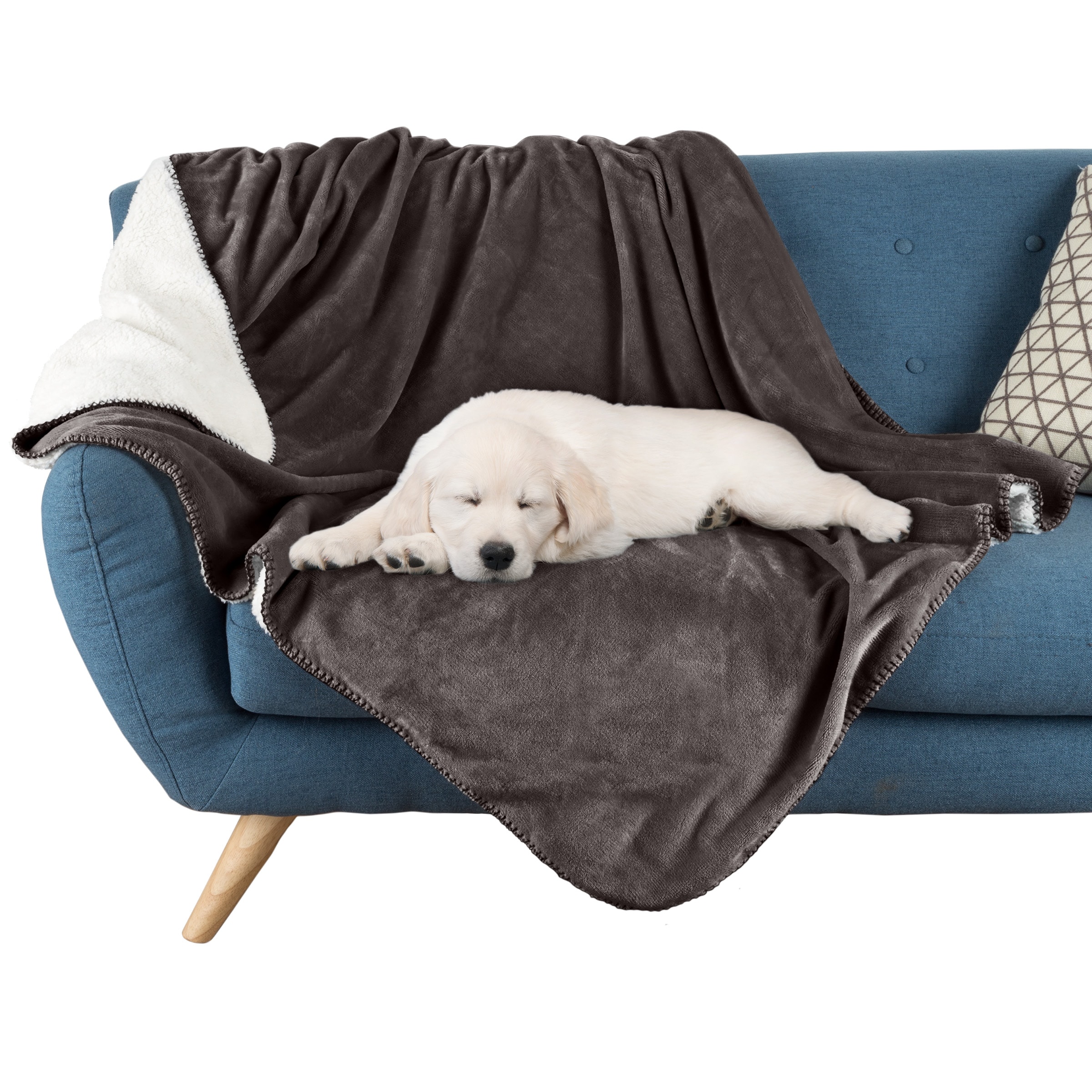 PETMAKER  80x100in Water-Resistant Sherpa Dog Blanket (Charcoal)