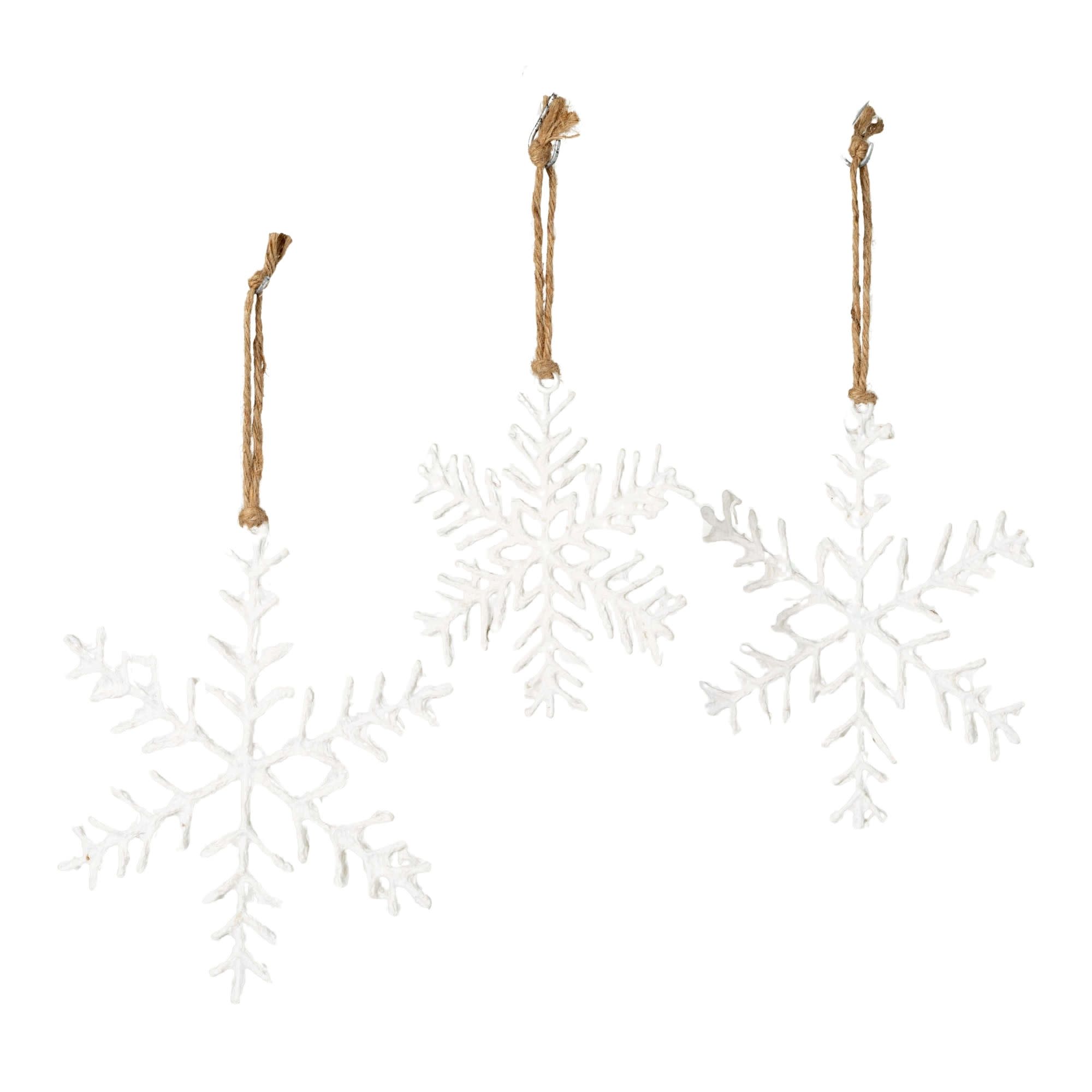 Sullivans OR10896 3 -Pack White Snowflake Standard Indoor Ornament set Shatterproof