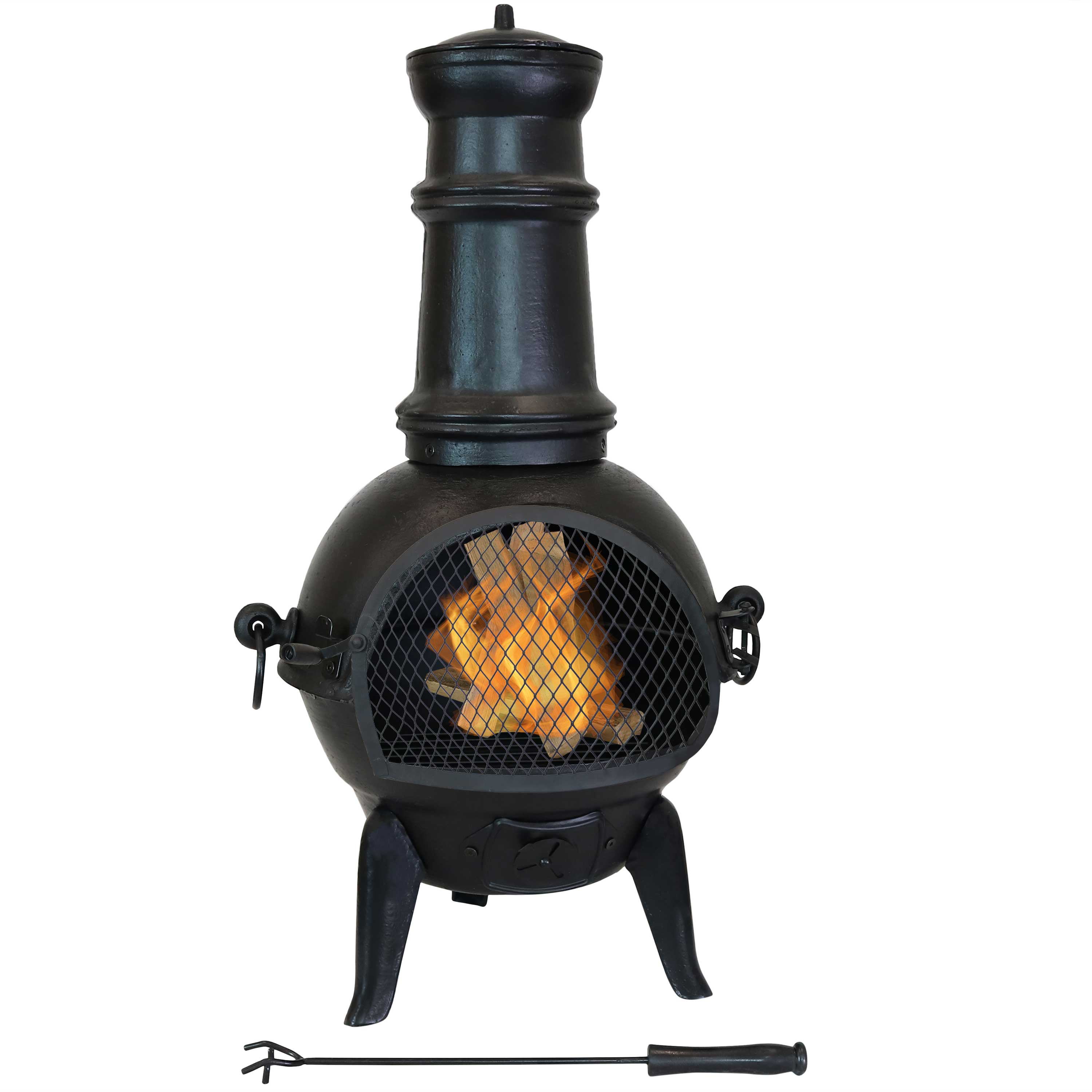 Sunnydaze Decor 34 In H X 15 5 In D X 18 In W Black Cast Iron Chiminea At Lowes Com