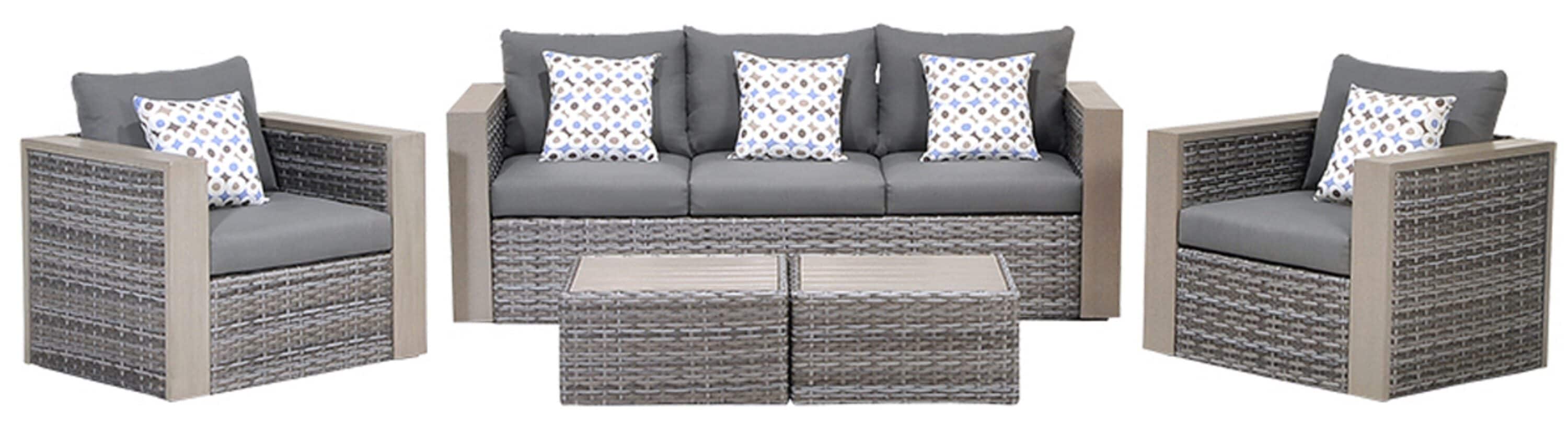 Envelor EN-IH-CEBU Cebu 5 -Piece Wicker Patio Sofa Conversation Set with Gray Cushions