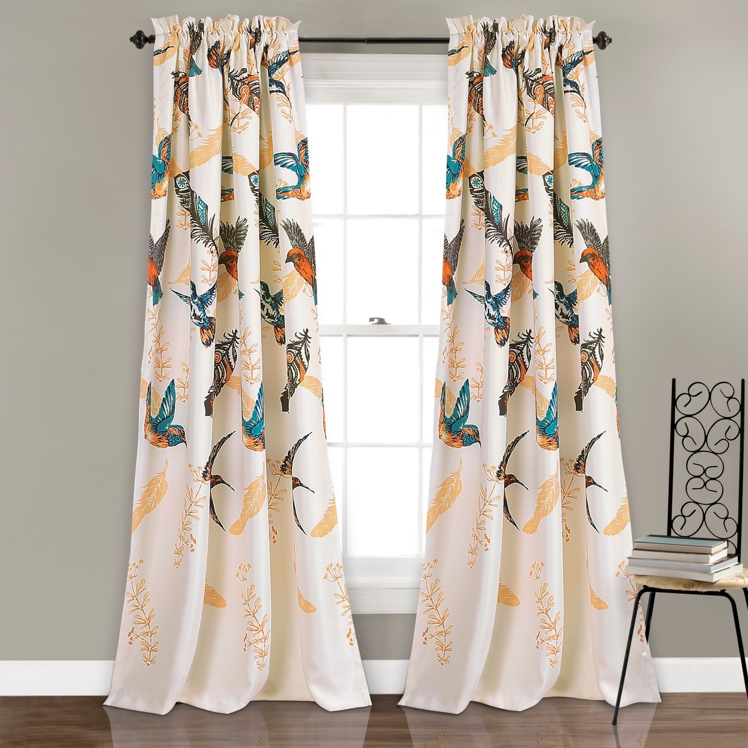 Lush Decor 16T001673 84-in Multi Floral Light filtering Rod pocket Curtain panel pair