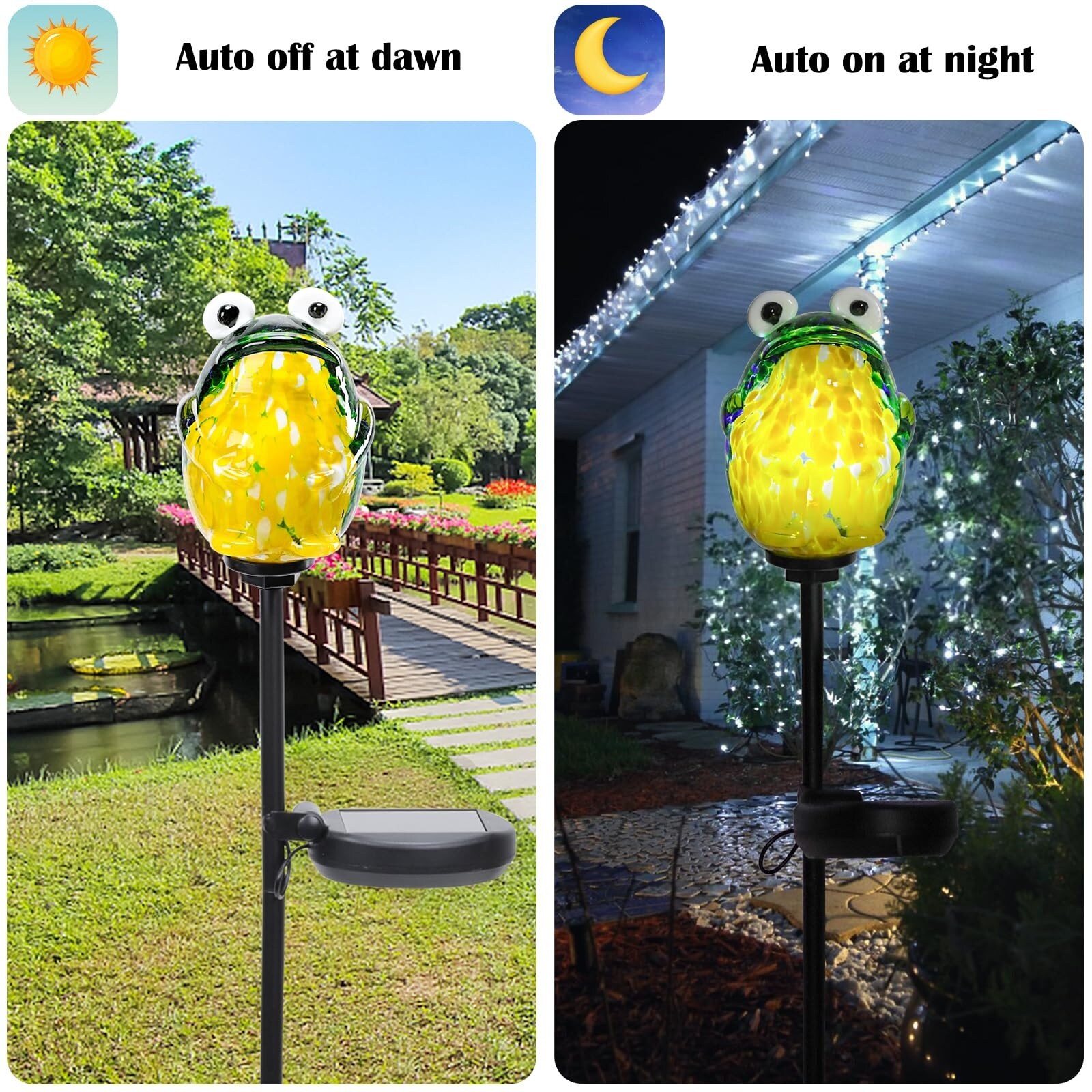 AOIZGMY Solar Frog Garden Stake Lights Hand Blown Glass Decorative ...