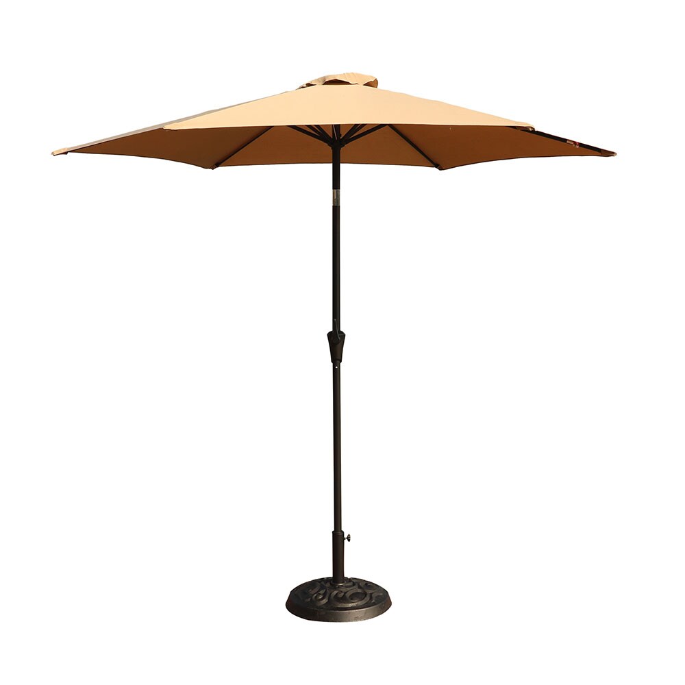 Sunrinx MG38-PU-14 8.8-ft Aluminum Brown Market Patio Umbrella with Base