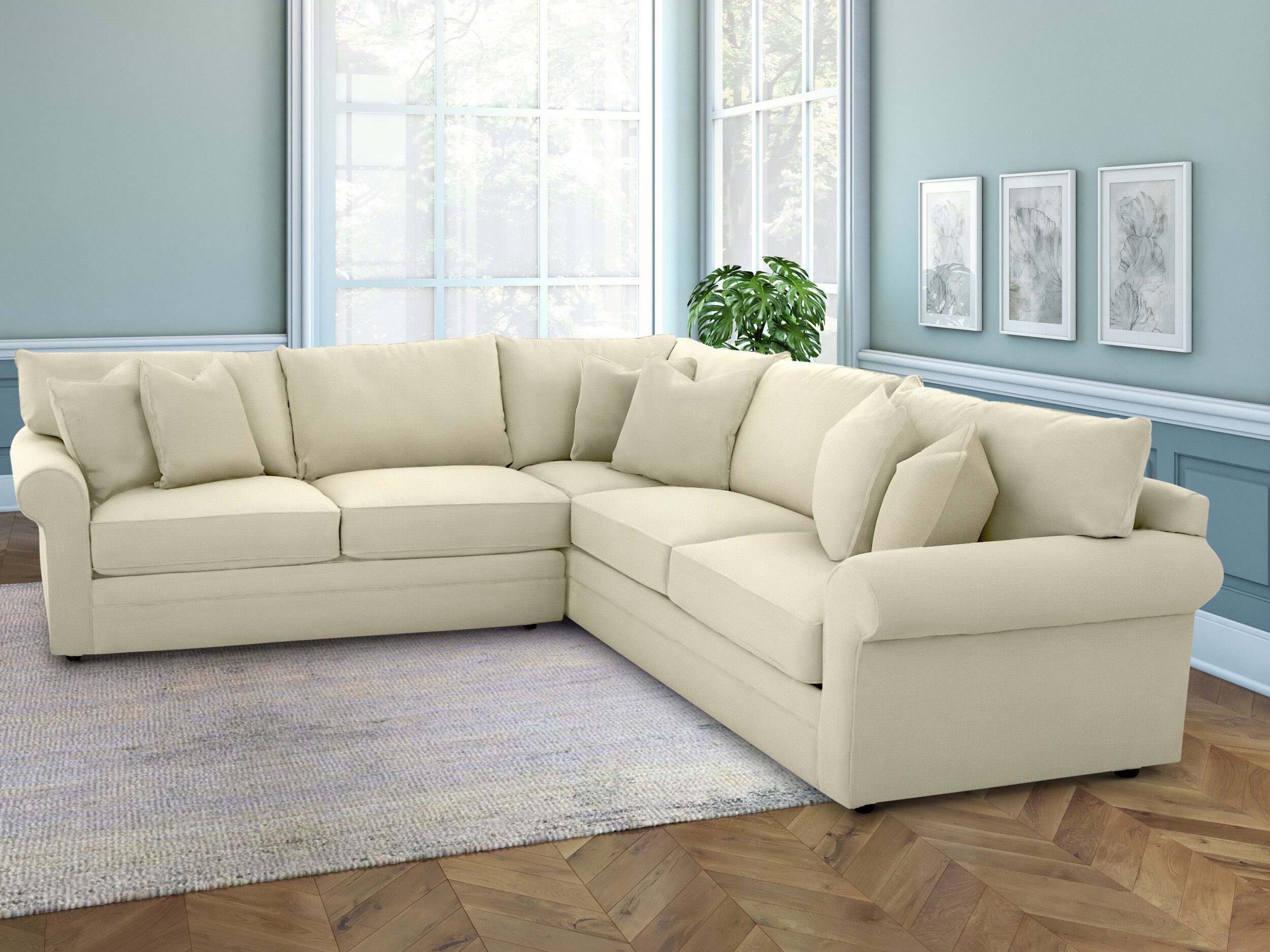Klaussner Home Furnishings 36330LSRCRNSLIBALINE Baker 112-in Modern Linen Polyester/Blend 5-seater Sectional