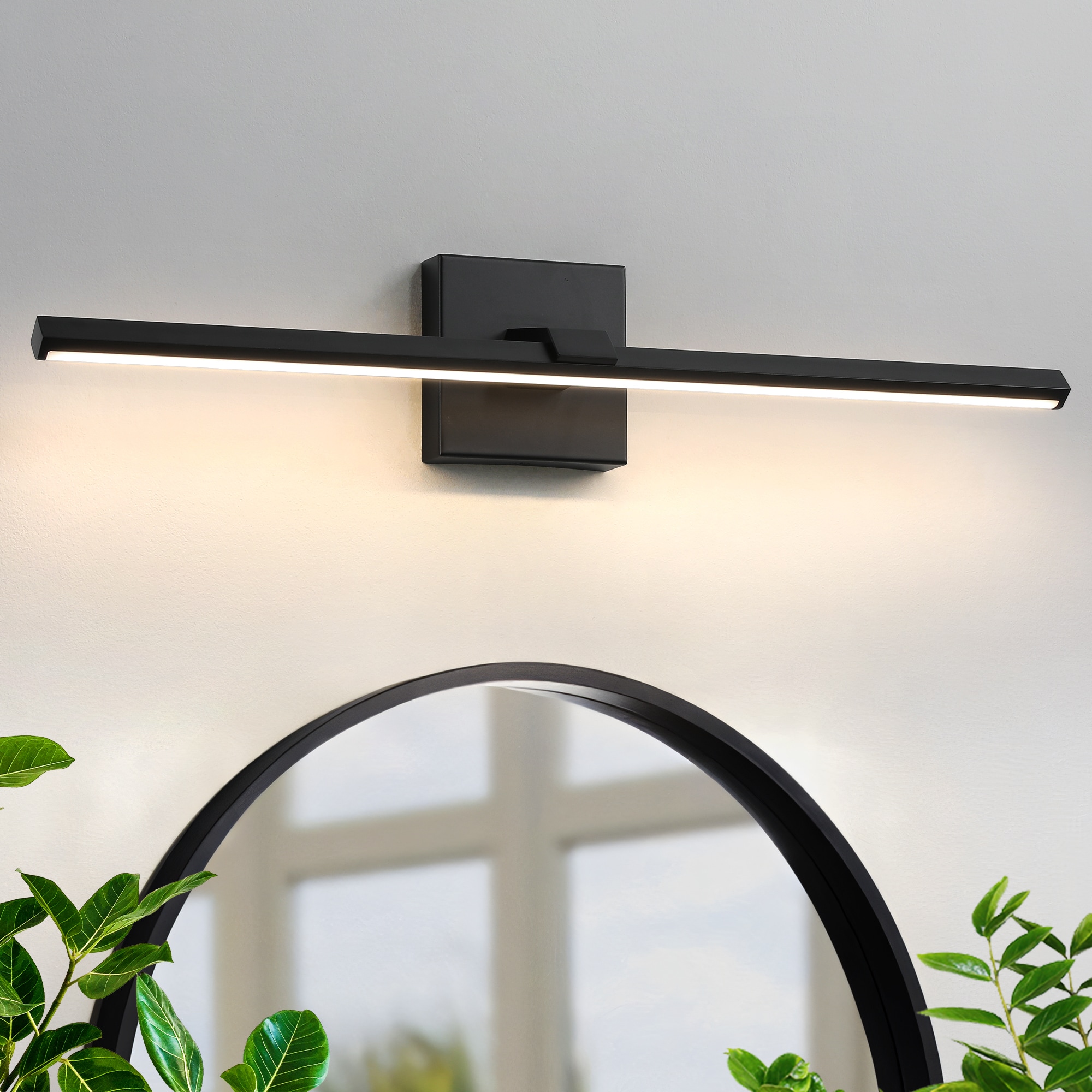 KAISITE 8096WL-24BK-US 24 in. 1-Light Modern Matte Black LED Vanity Light Bar Dimmable Wall Sconce Bathroom Light Fixture with 3500K Warm Light