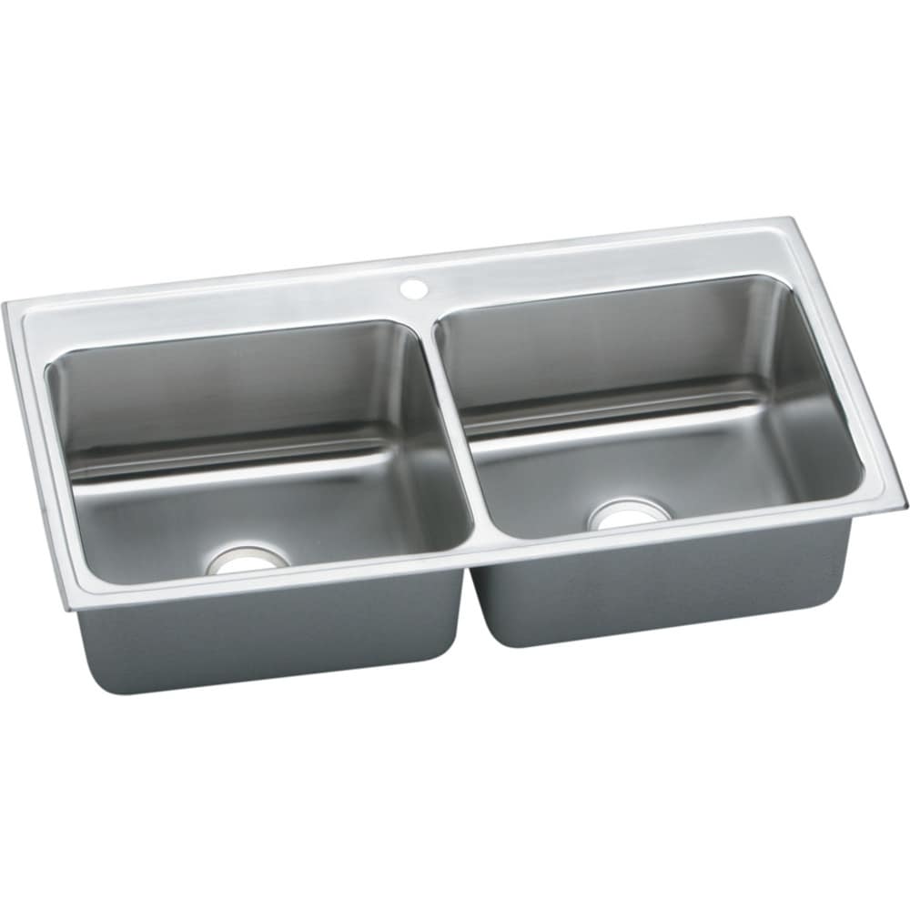 Elkay Gourmet Drop-In 43-in x 22-in Lustertone Stainless Steel Double ...