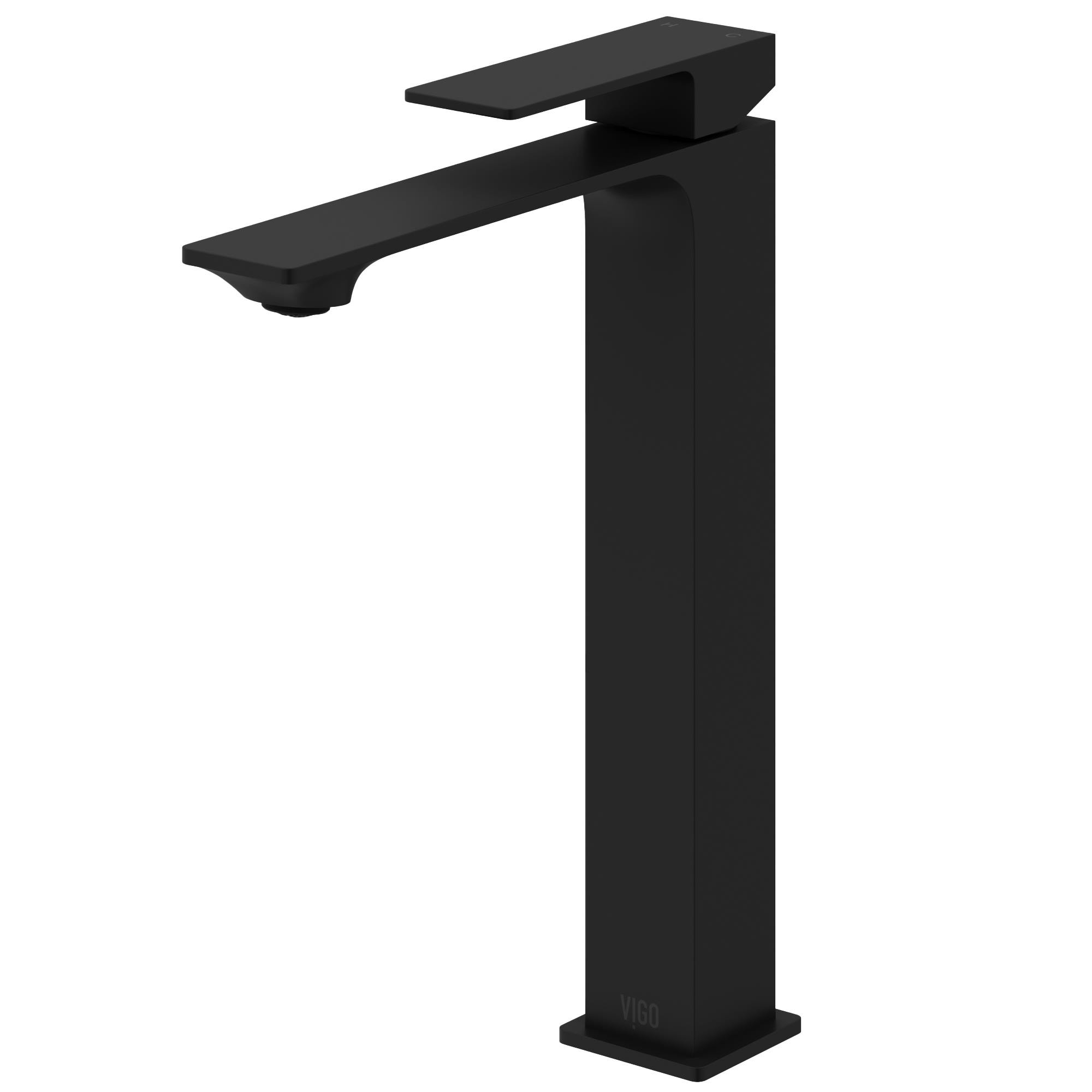 VIGO VG03036MB Dunn Matte Black Vessel 1-handle WaterSense High-arc Commercial/Residential Handle Bathroom Sink Faucet