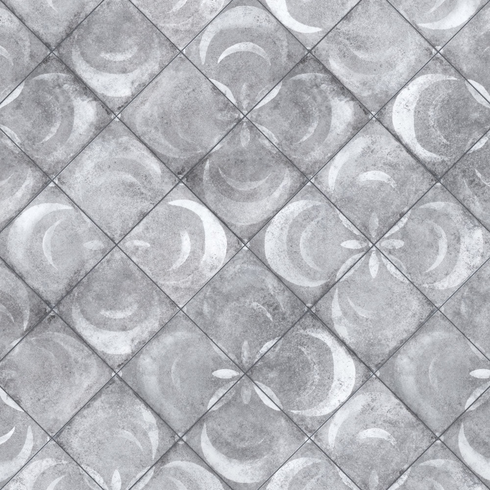 Vendome 18" Gray and White Porcelain Vintage Tile