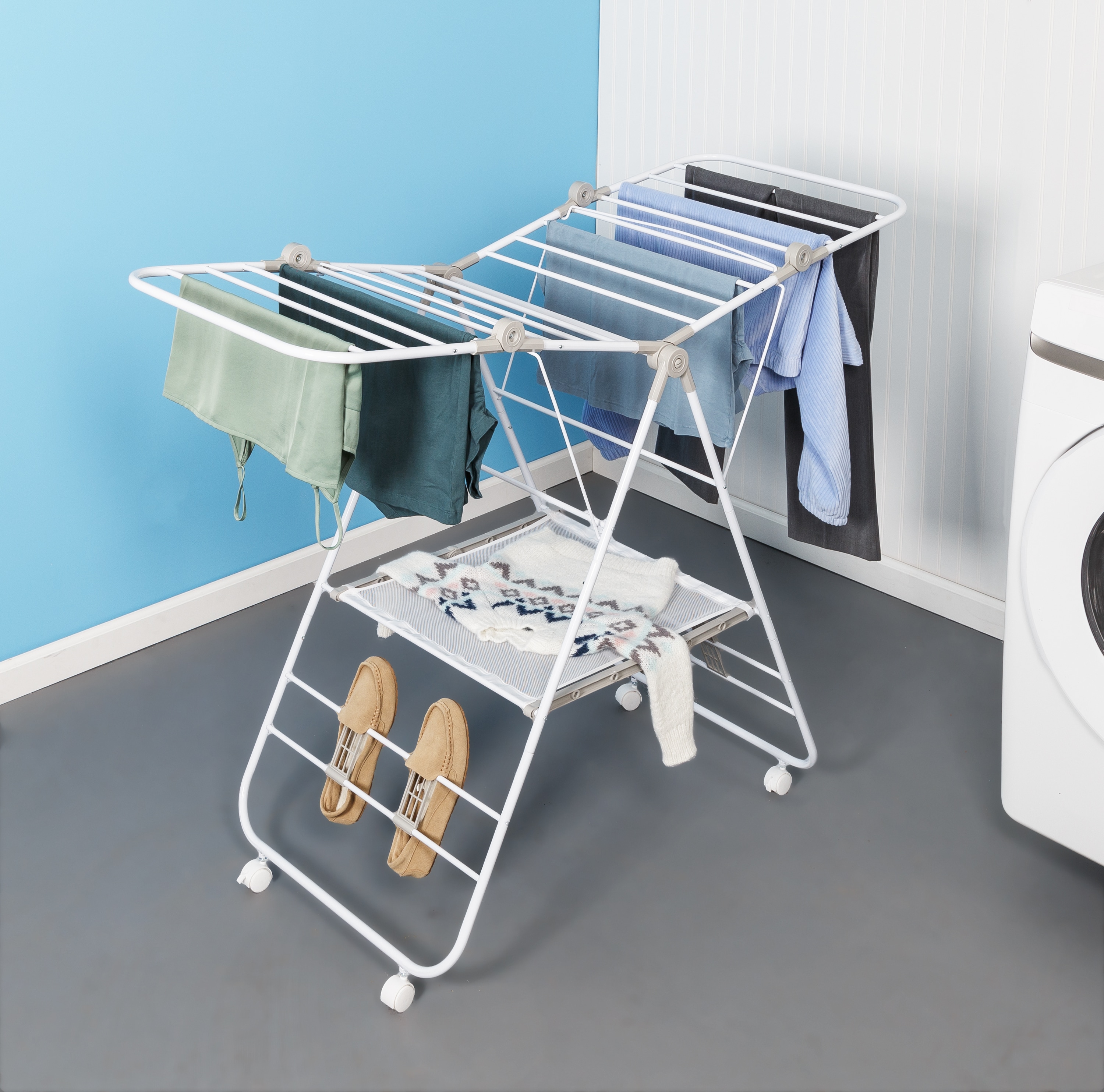 Hastings Home 3-Tier 45-in Metal Drying Rack, Freestanding Laundry