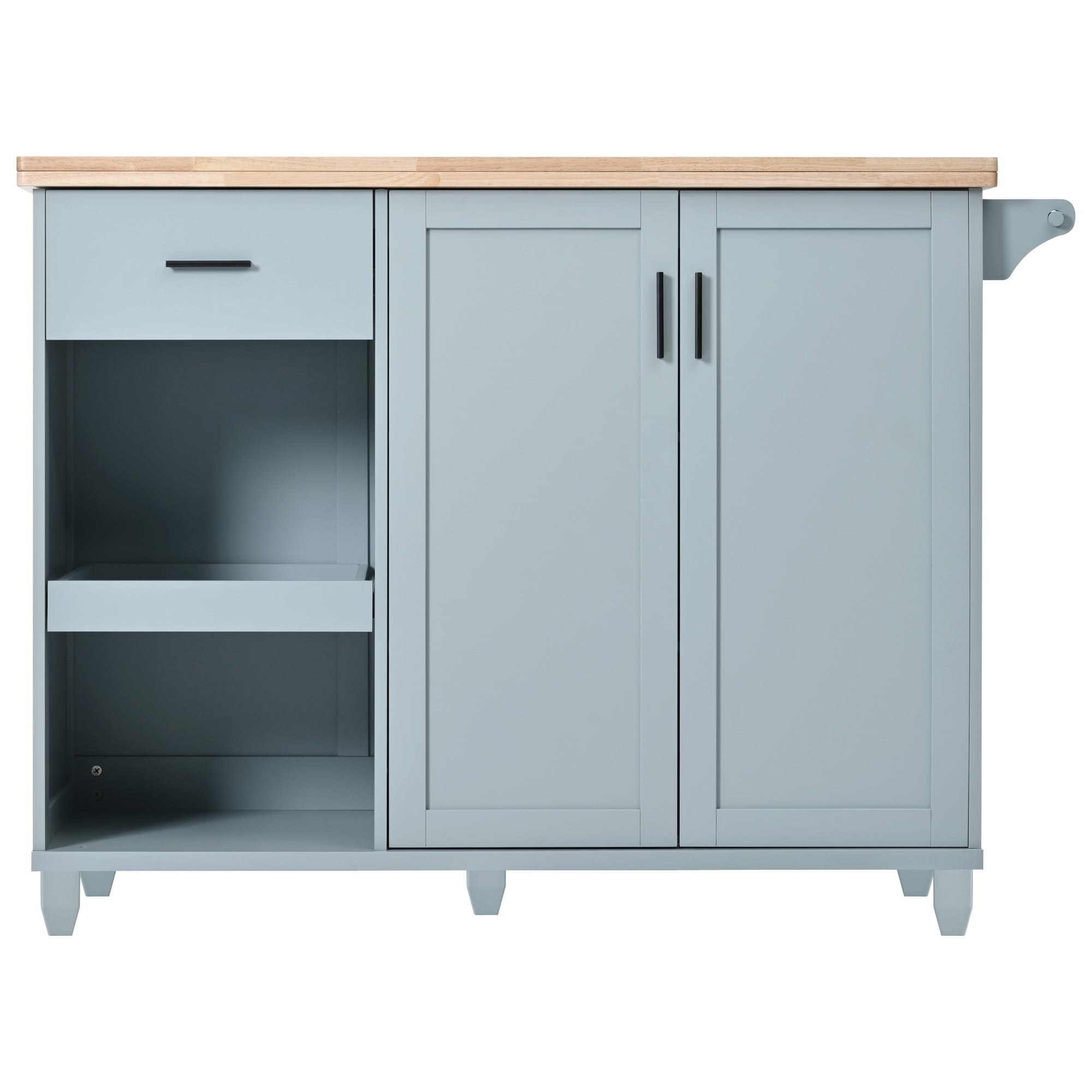 SINOFURN Gray Mdf Base with Mdf Wood Top Rolling Kitchen Island (33.2-in x 49-in x 37.5-in)