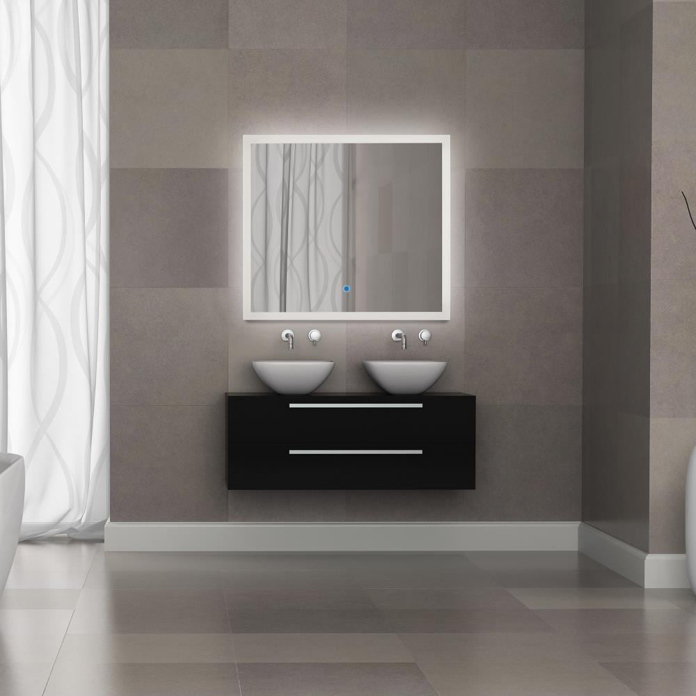 Renin 36-in x 32-in Lighted Glass Frameless Bathroom Vanity Mirror at ...