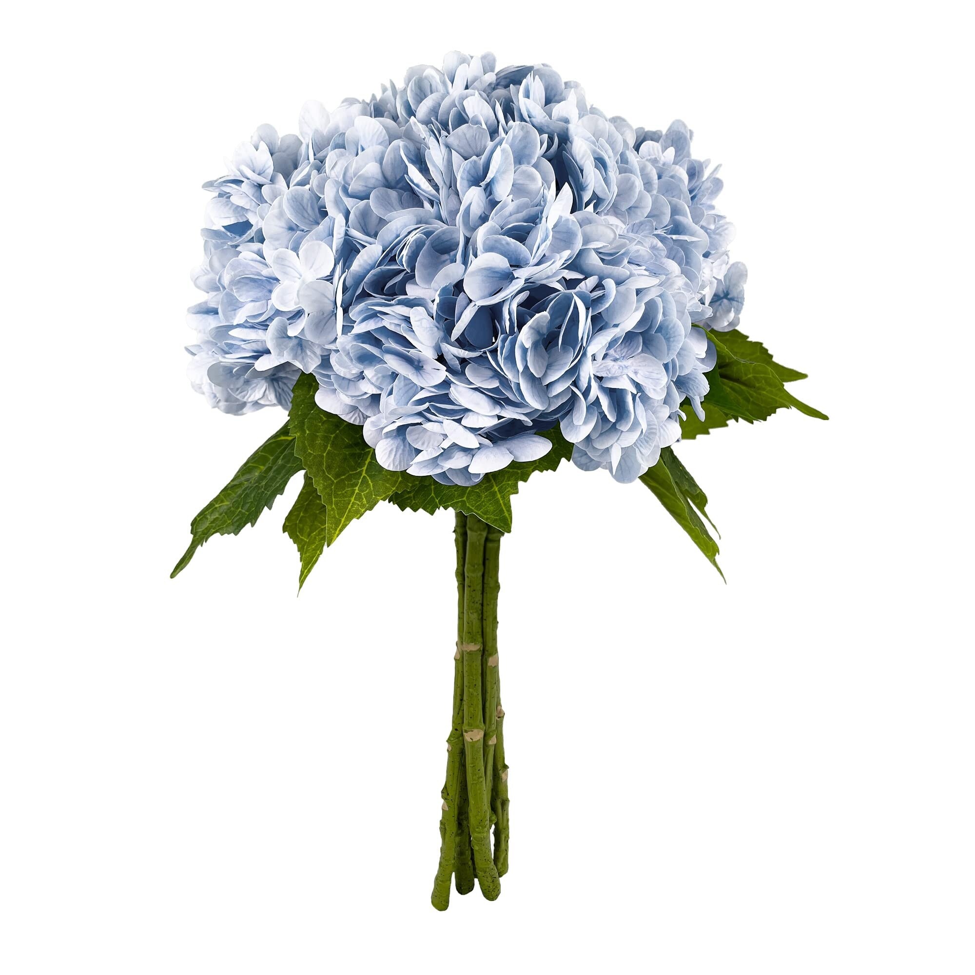 Etokfoks  21 in Blue Artificial Hydrangea Branch Stem Real Touch 3D Print Latex Flower 5 pcs for Wedding Centerpieces DIY Decor