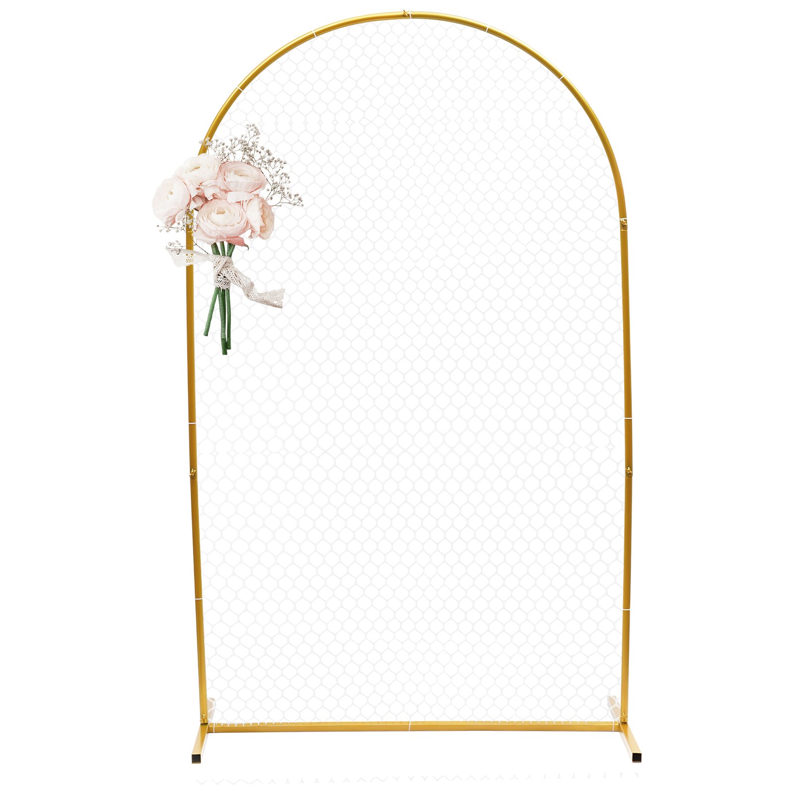 CNCEST OT-ZJGJ-4733 3.93-ft W x 6.56-ft H Arched Gold with Mesh Wrought iron Garden Arbor