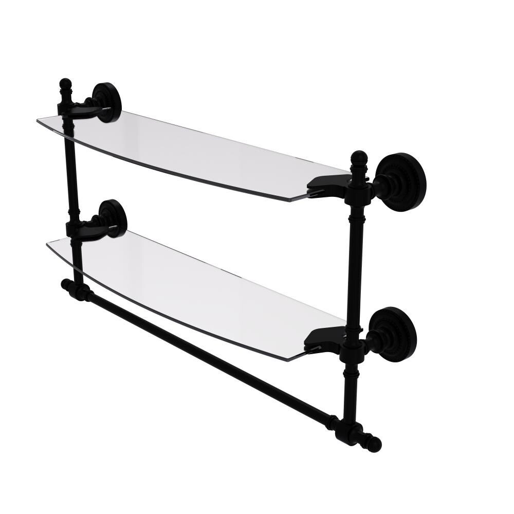 Allied Brass RD-34TB/18-BKM Retro Dot Matte Black 2 -Tier Wall mount Bathroom Shelf ( 18-in x 15-in x 5-in )