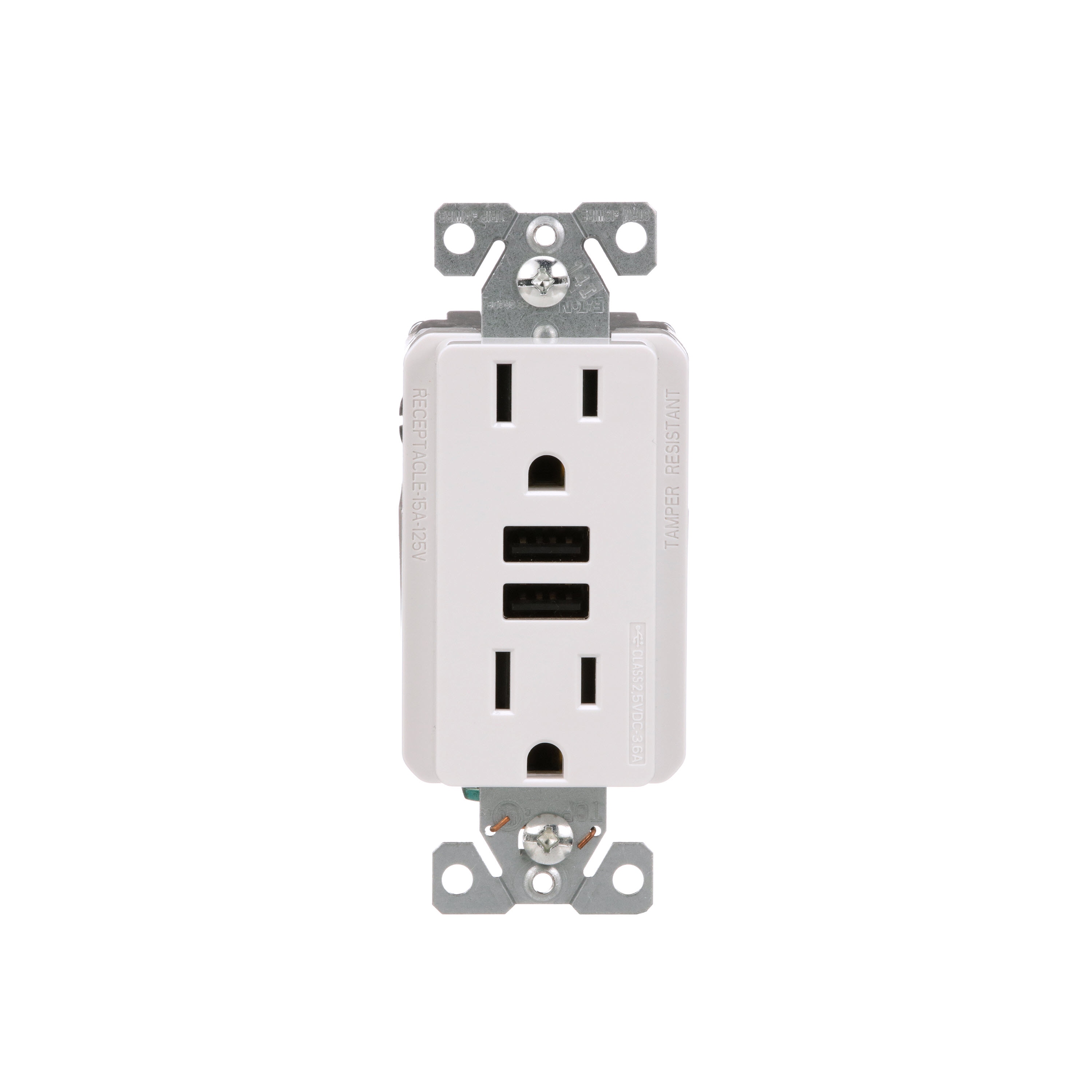 Eaton 15-Amp 125-volt Tamper Resistant Residential/Commercial Duplex Switch  Outlet, White in the Electrical Outlets department at