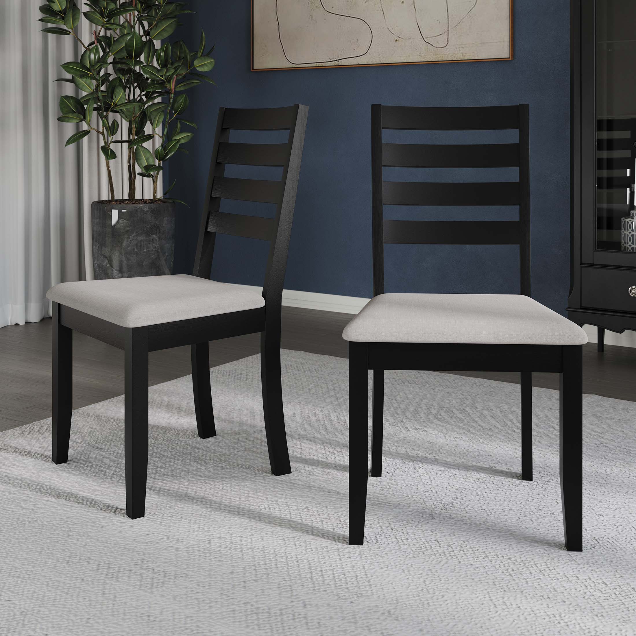CasePiece C3064US-BK-WD-2X Set of 2 Polyester Upholstered Dining Side Chair (Wood Frame)