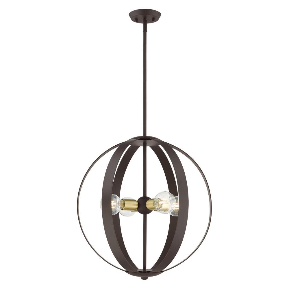 Livex Lighting 46415-07 Modesto 4 -Light Matte Bronze Industrial For Use in Bathrooms, Bedrooms, Dining Rooms, Foyers, Kitchens, Living Rooms Chandelier