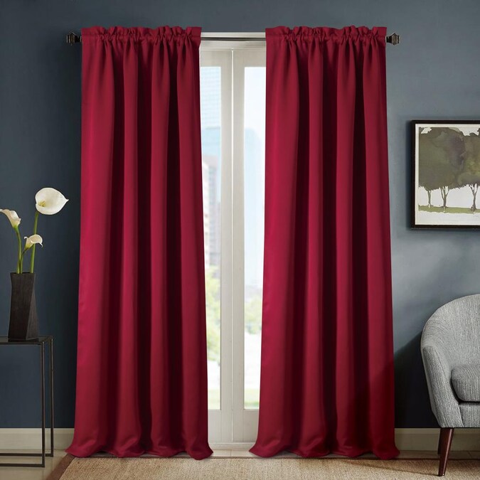 Olivia Gray 90 In Red Polyester, Red Panel Curtains