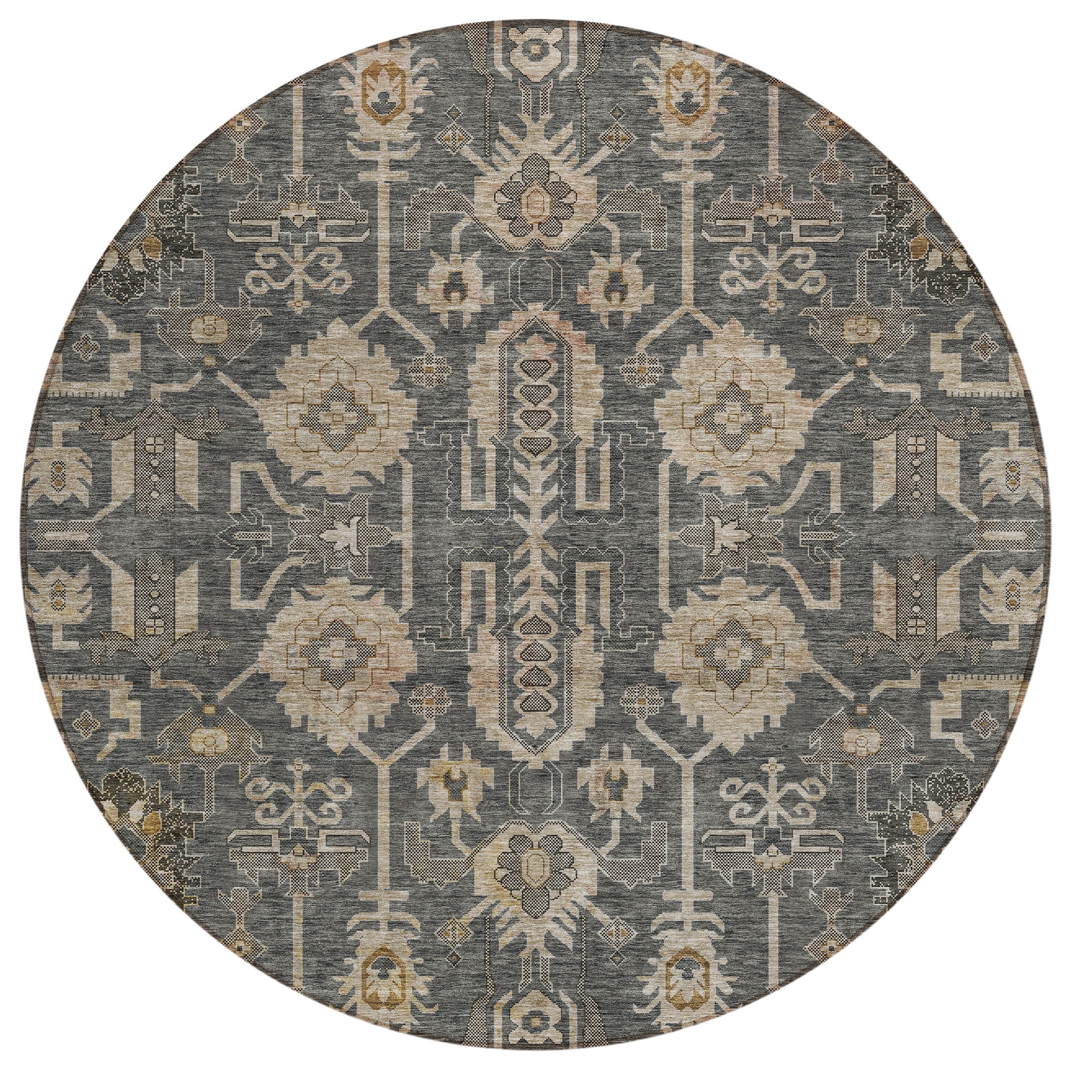 Addison Rugs ACN697GY8RO Chantille ACN697GY 8 x 8 (ft) Polyester Gray Round Indoor/Outdoor Geometric Machine washable Area rug