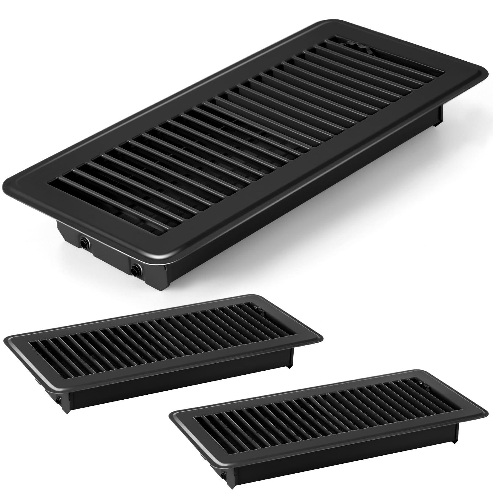 Lukvuzo  4 by 12 Floor Register Vent Covers Set of Two Heavy Duty Steel Adjustable Airflow Rust Proof Black durable home and garden accessory