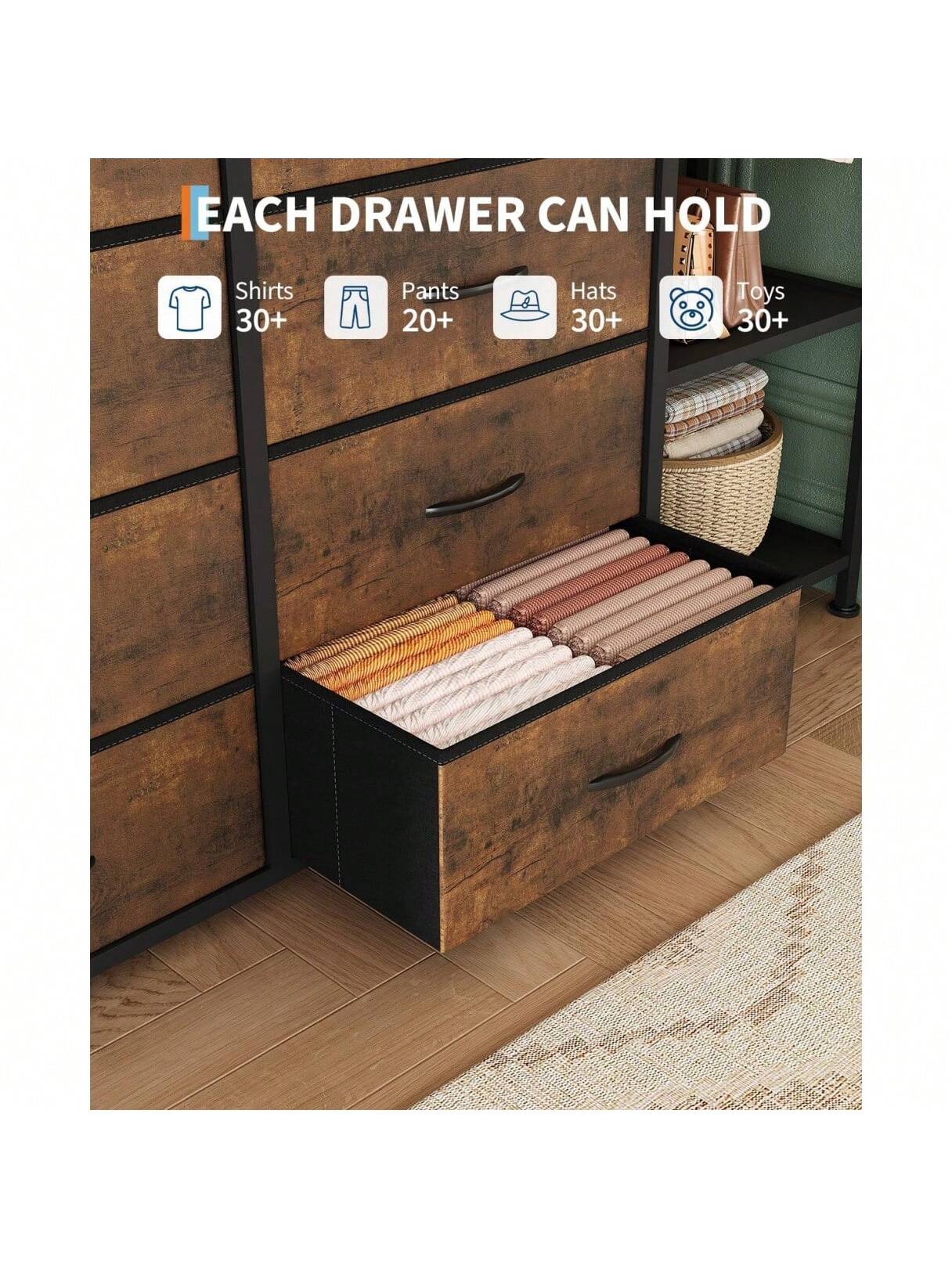 Qeetex Large Clothes Storage Rack 16 Drawer and 2 Tier Shelves