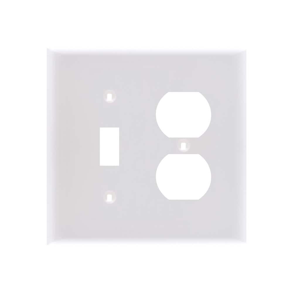 Utilitech 3061-WH10 2 -Gang Standard Size White Plastic Indoor Toggle/Duplex Wall Plate 10 -Pack