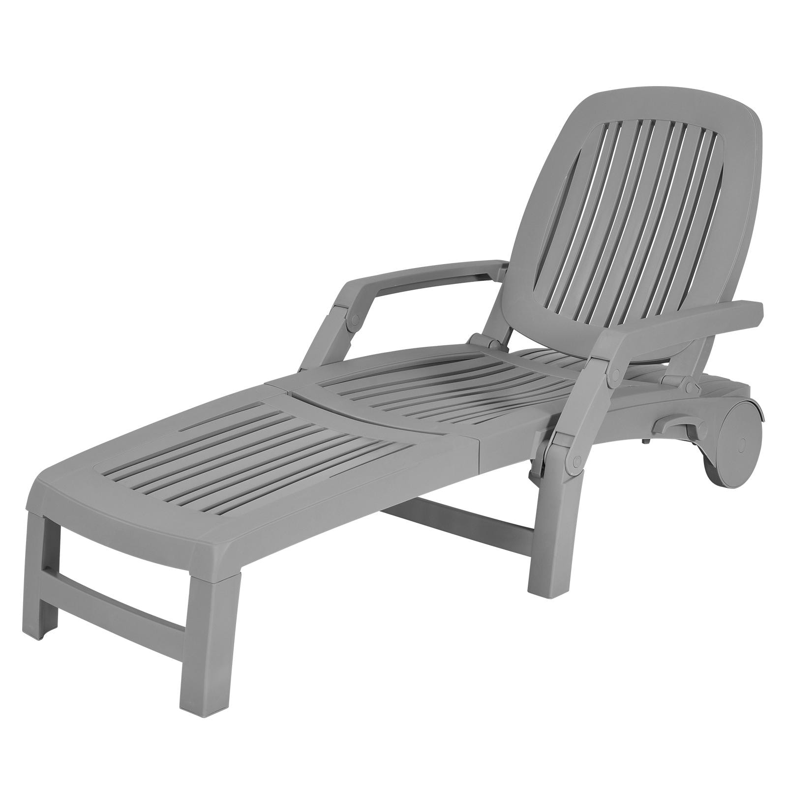 Clihome Patio Lounge Chair Gray Pp Plastic Frame Stationary Chaise ...