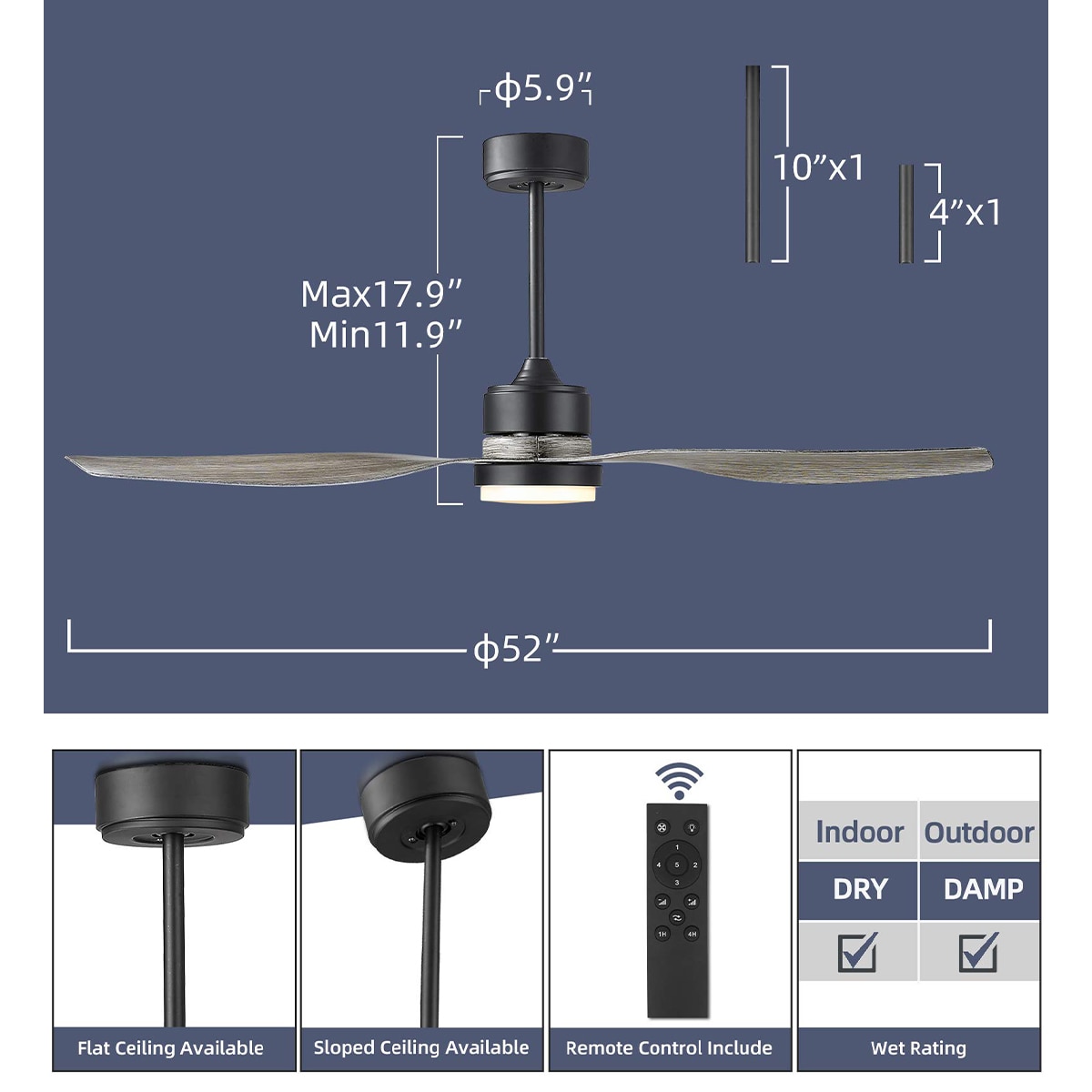 WELLFOR WBYJ359GR Ceiling-Fans - View #4