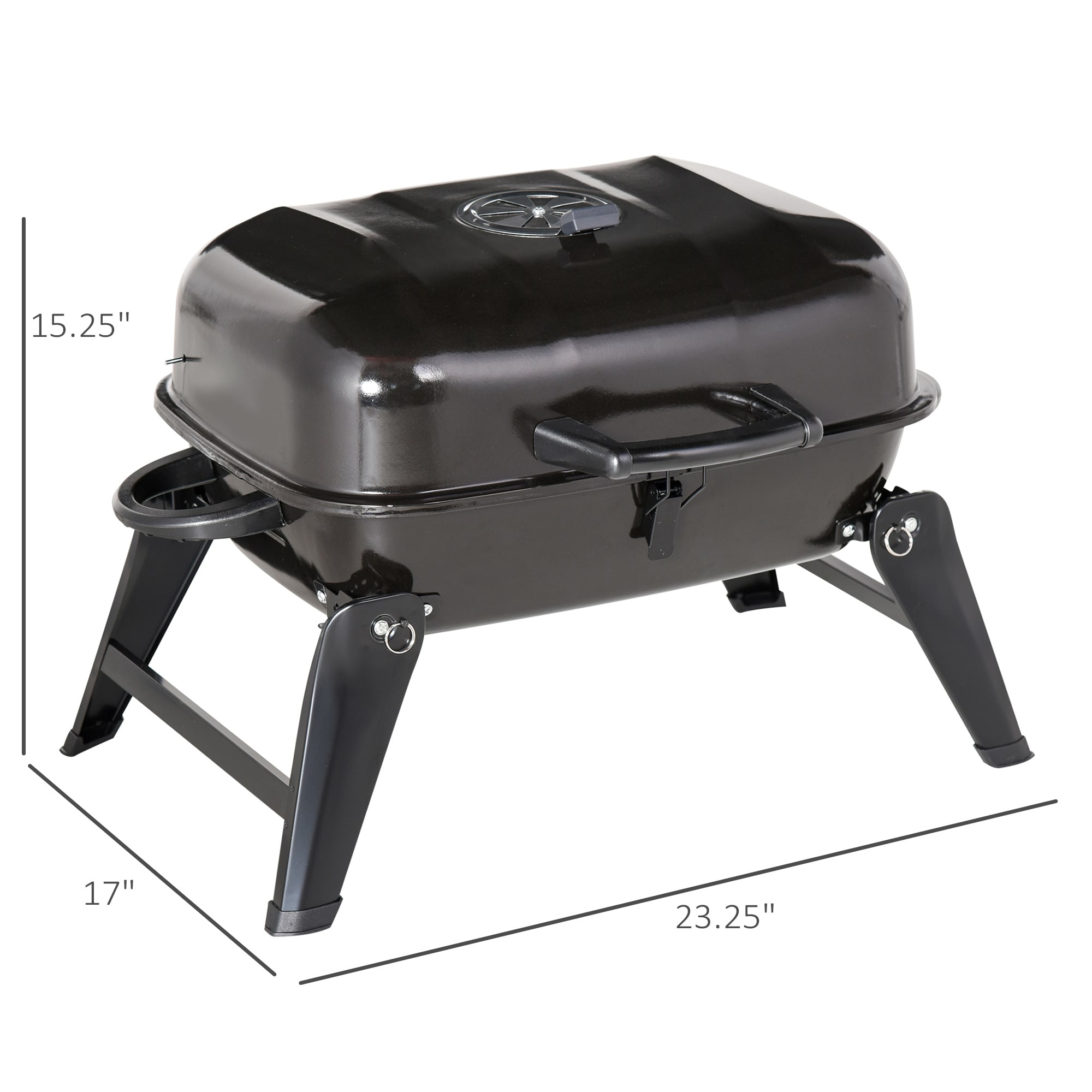 J&V Textiles BBQ Round Grill, 14 inch Portable Charcoal Grill, Lightweight Grill for Barbecue Party, Dual Vents for Temp & Charcoal Control