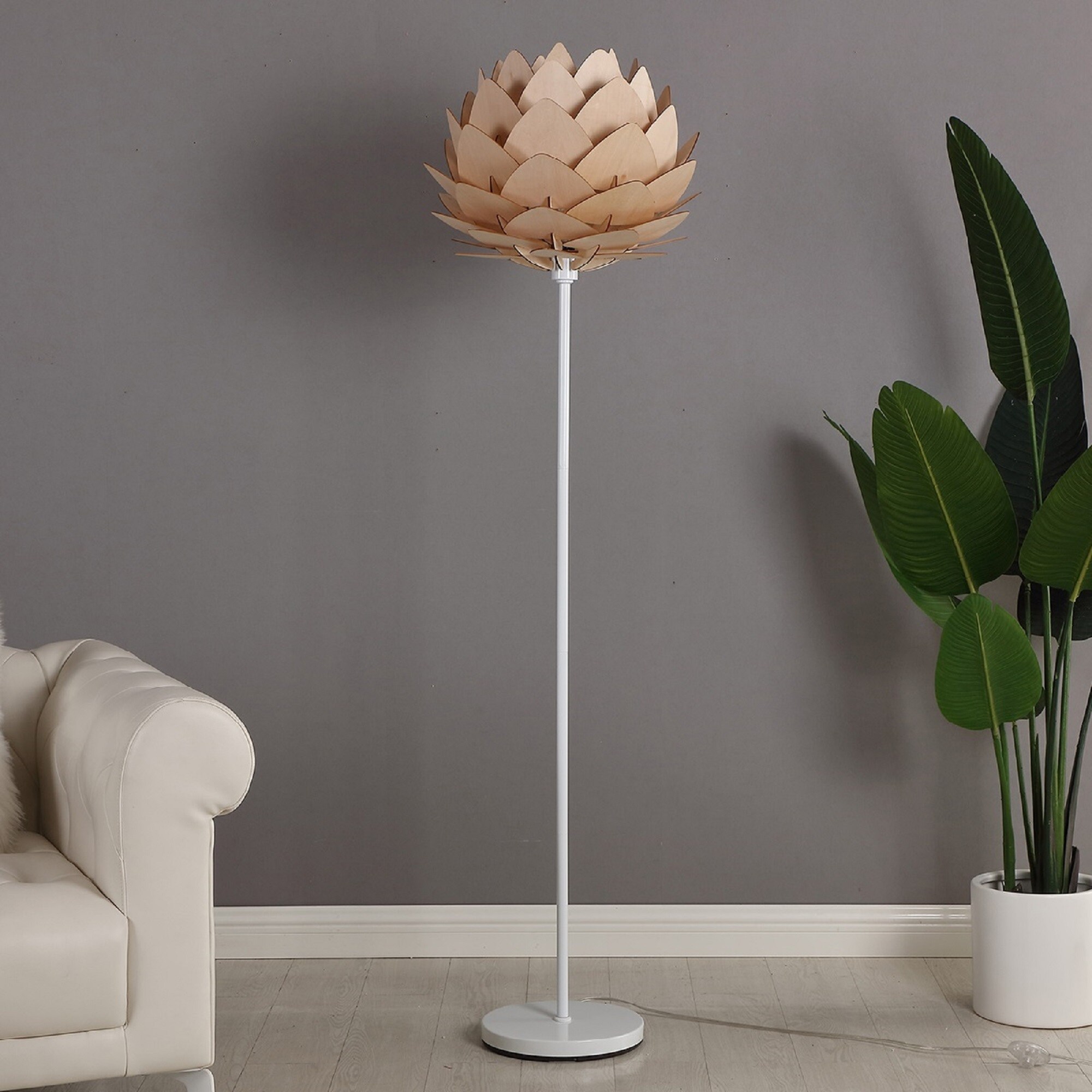 White 66" Torchiere Floor Lamp with Google Assistant for Kids