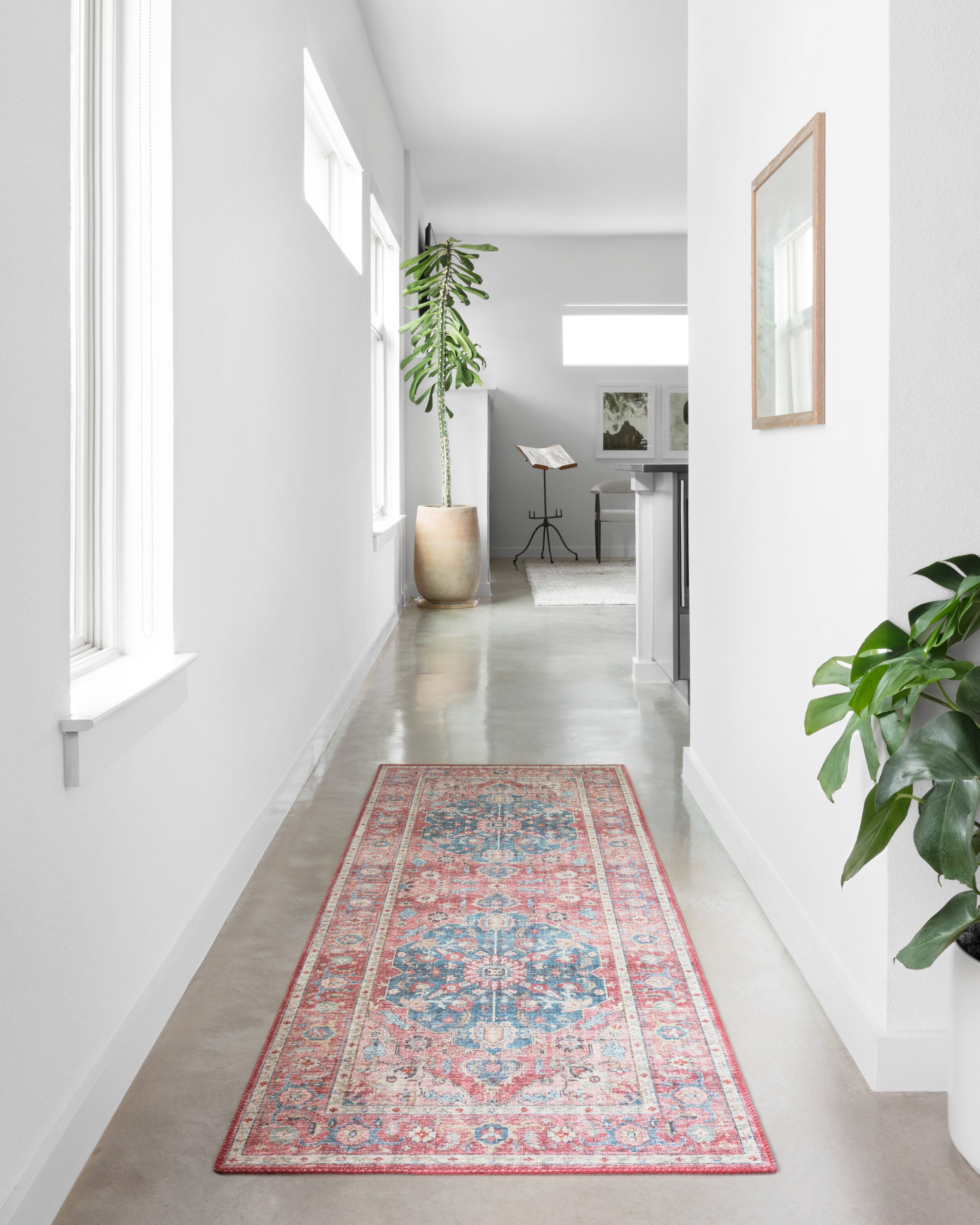 Loloi II SKYESKY-05BKOC26A0 3 x 10 (ft) Loomed Polyester Brick / Ocean Rectangular Indoor Distressed/Overdyed Oriental Area rug