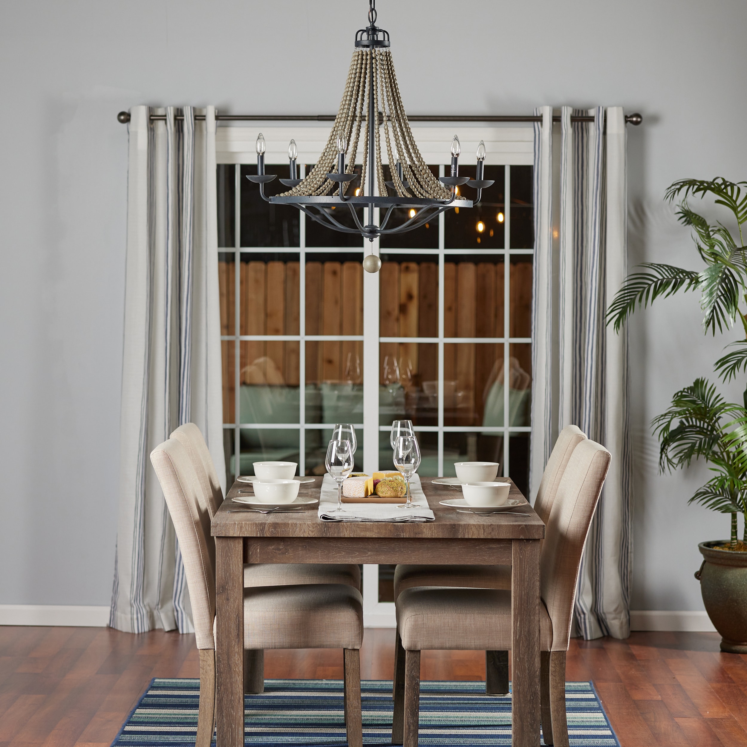 Nori 6-Light Dark Weathered Zinc and Driftwood Grey Chandelier