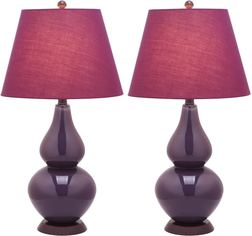 Cybil 26" Dark Purple Double Gourd Glass Table Lamp Set