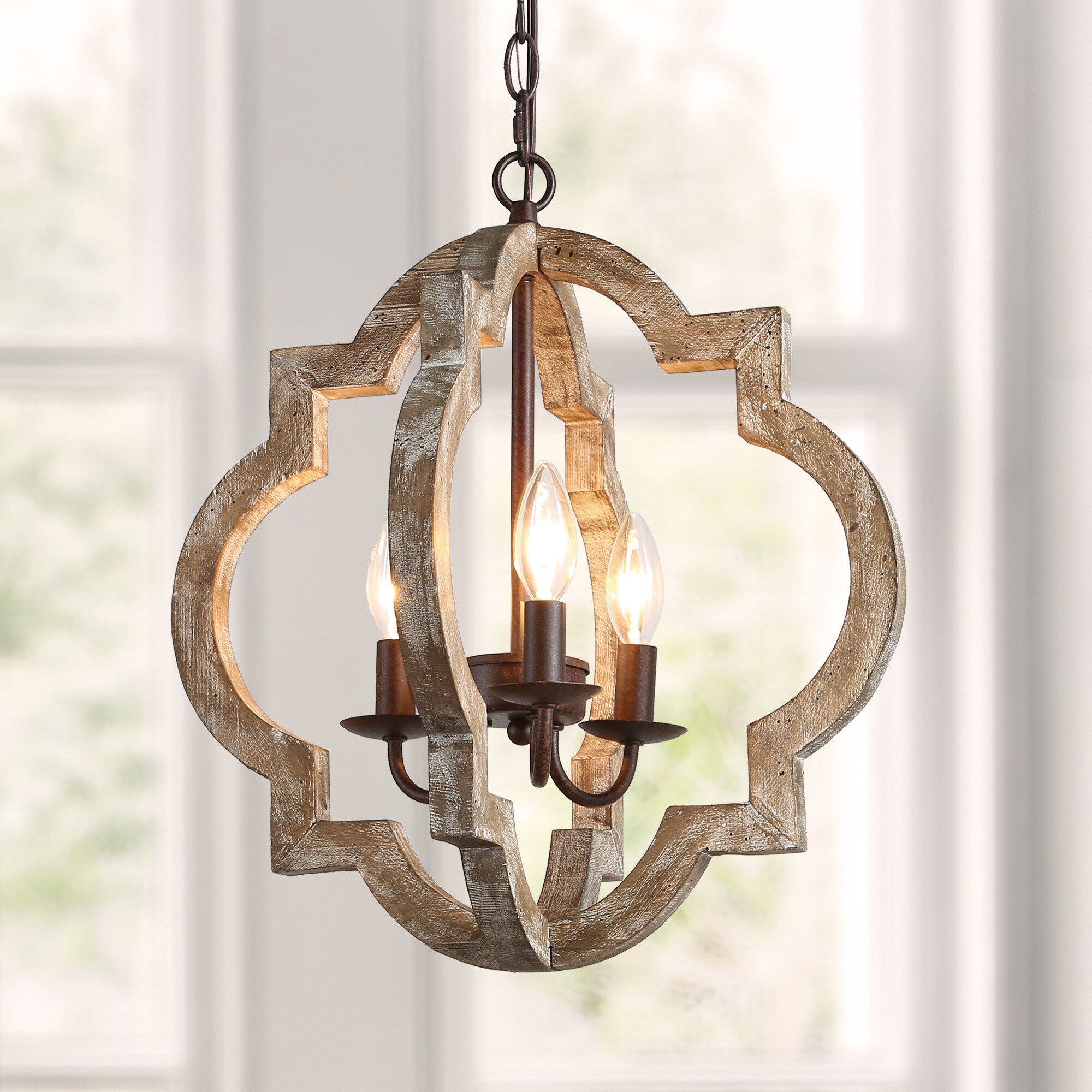 LNC Timeless 3-Light Distressed Gray Farmhouse LED Dry rated Chandelier ...