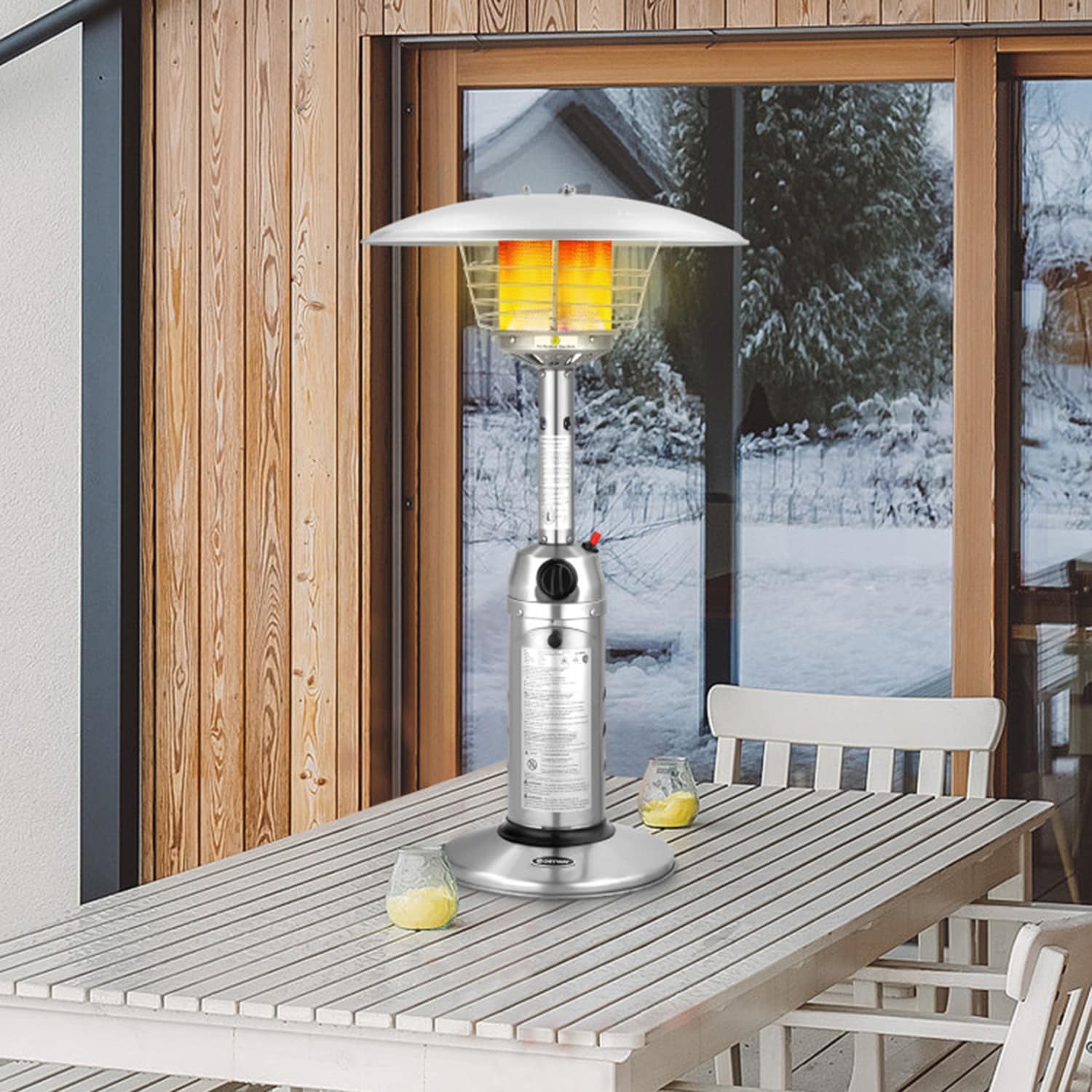 Mondawe MO-NP10037 11000 -BTU Silver Steel Tabletop Liquid propane Patio Heater