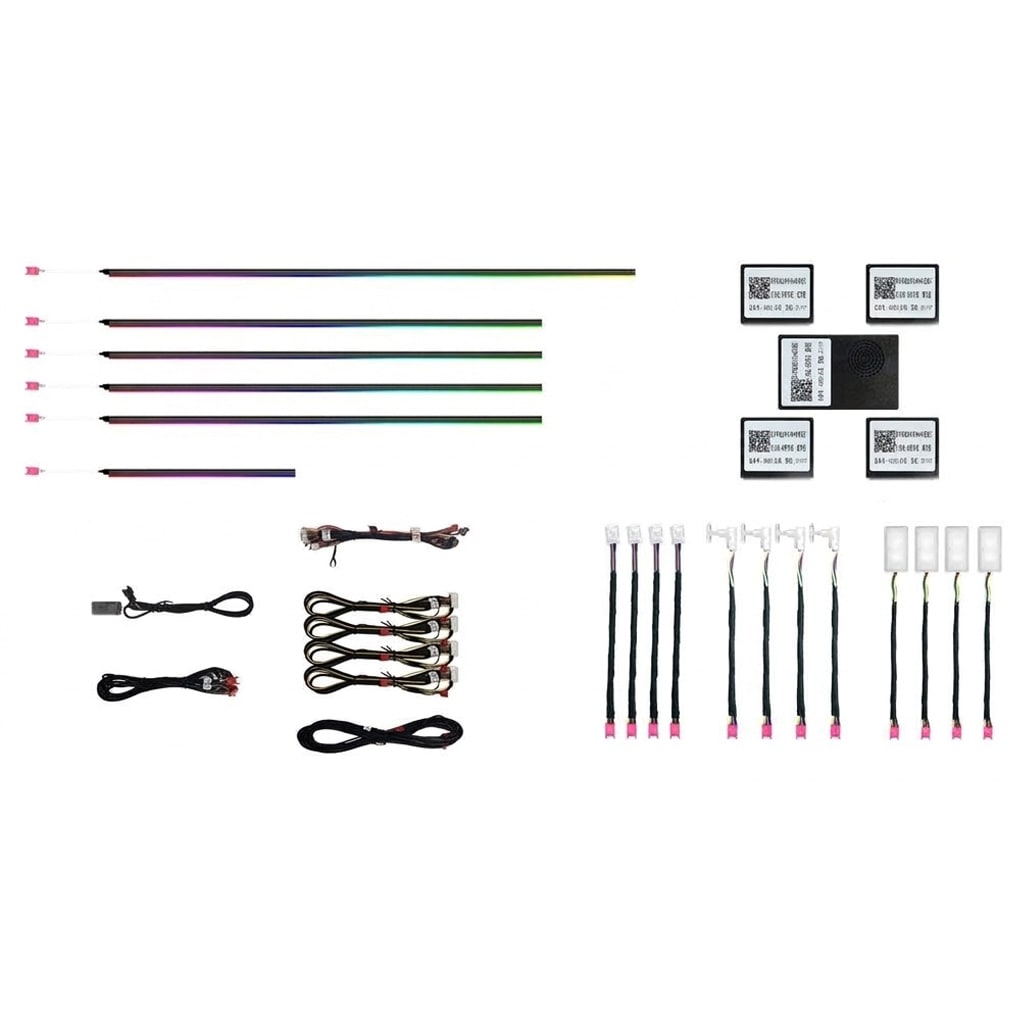 Aoibox  Car Interior Ambient Lights 18 in 1 128 Colorful LED Acrylic Fiber Optic Strip Universal Multiple Modes Decoration