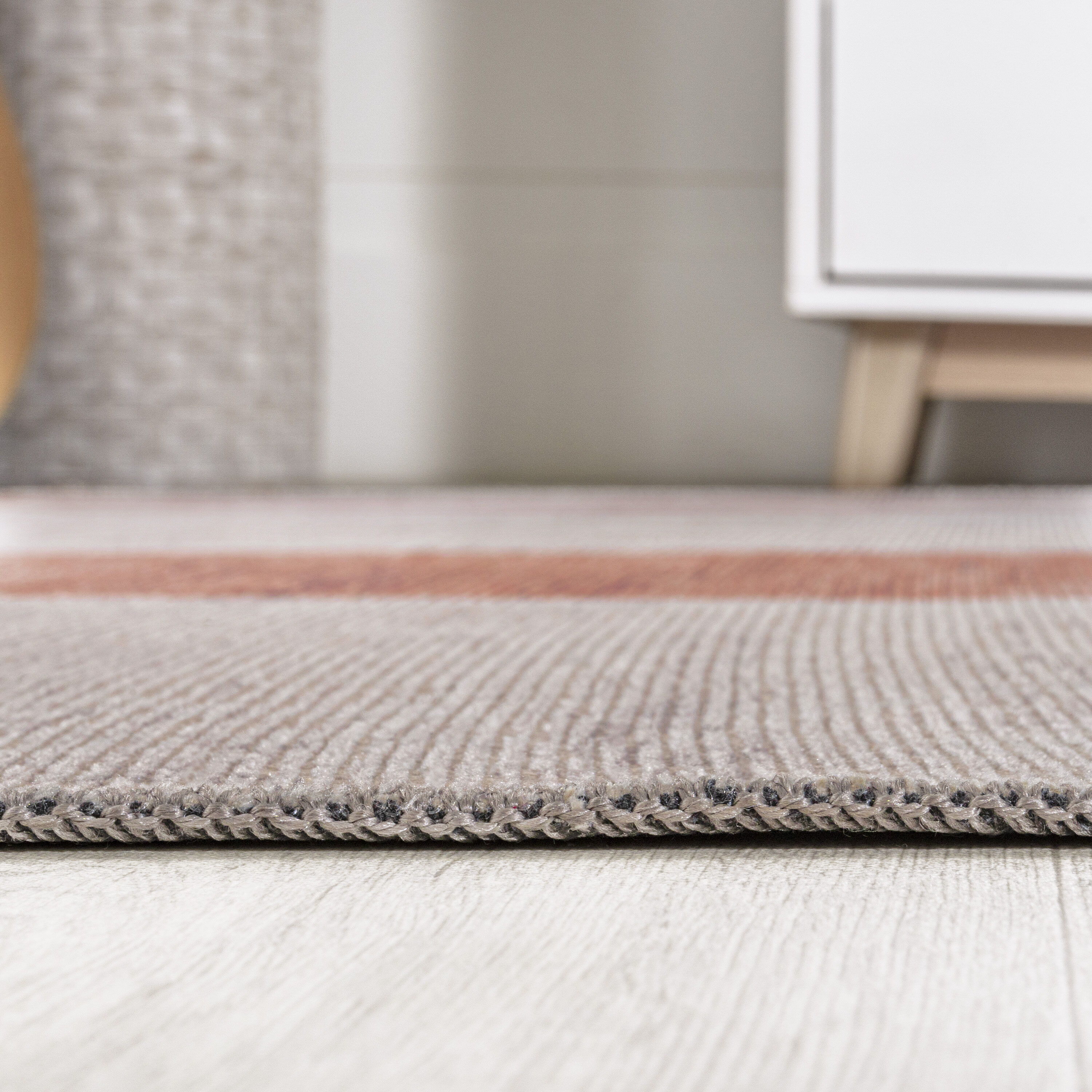 Ivory Stripe Easy-Care Synthetic 4' x 6' Area Rug