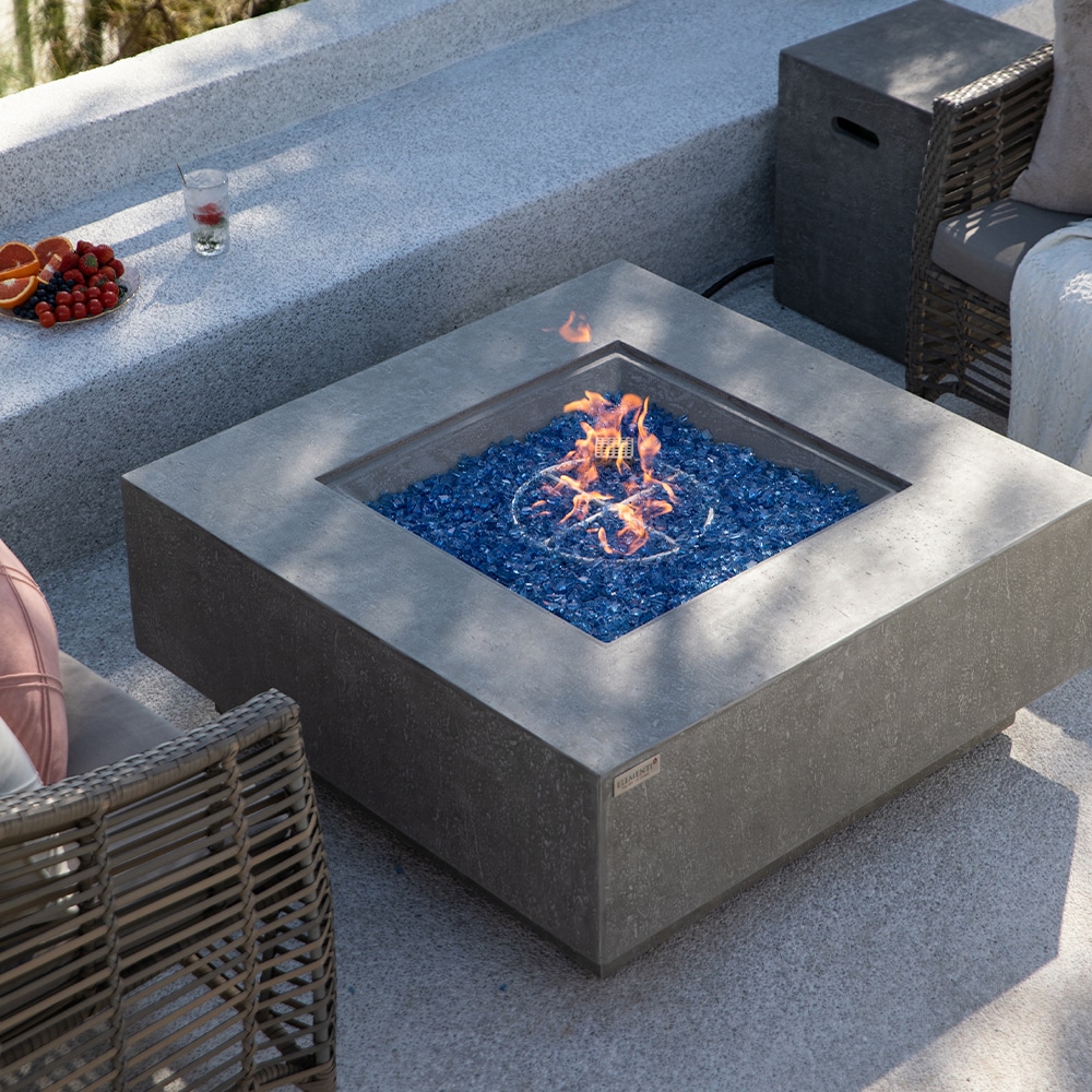 Victoria Light Grey Square Concrete Gas Fire Pit Table